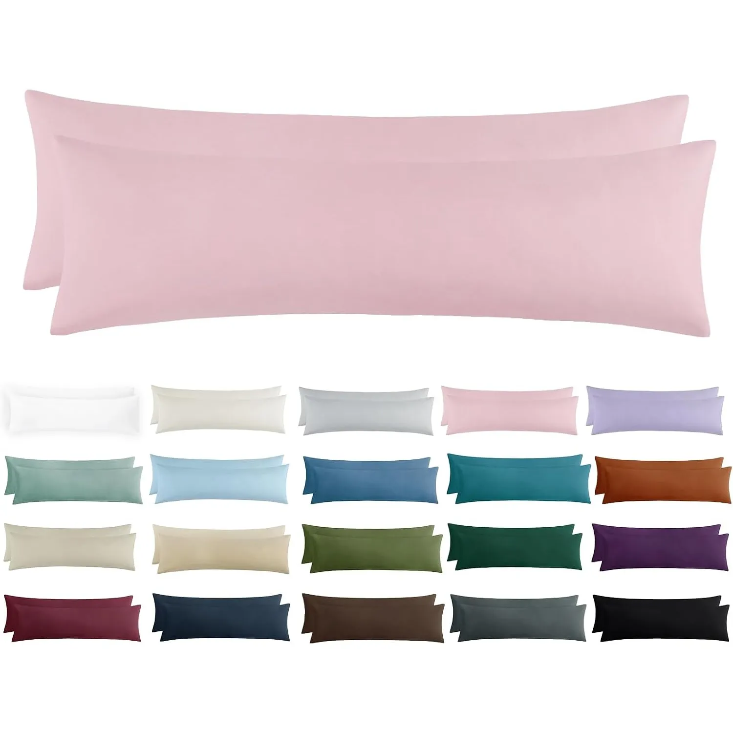 Seitenschläferkissen Bezug 40 x 145 - Kissenbezug 40x145 Seitenschläfer Kopfkissenbezug 2er Set Rosa mit Reißverschluss…