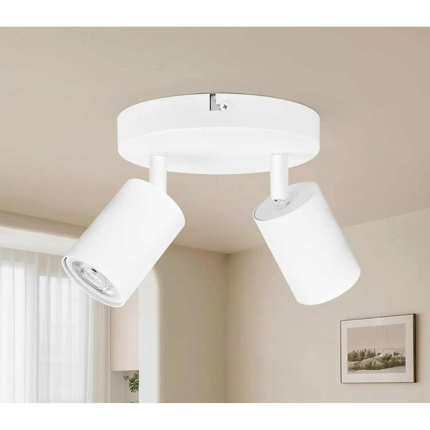 GeyouLux Deckenstrahler 2 Flammig Rund LED Deckenleuchte Schwenkbar Weiß