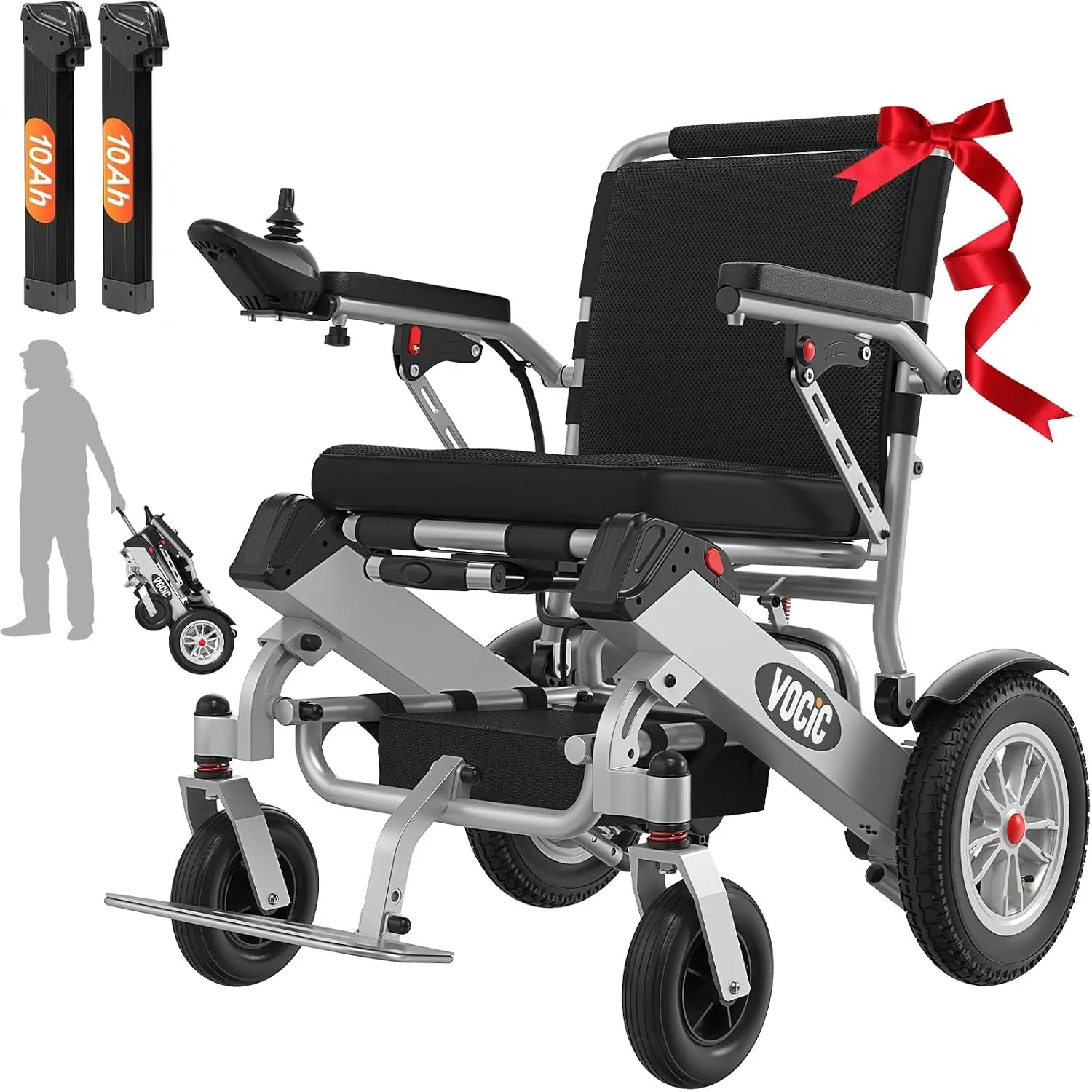 VOCIC V62 Doppelbatterie Elektrischer Rollstuhl Faltbar Leicht,25KM | Rollstühle Elektrisch mit Gummi Luftbereifung für…