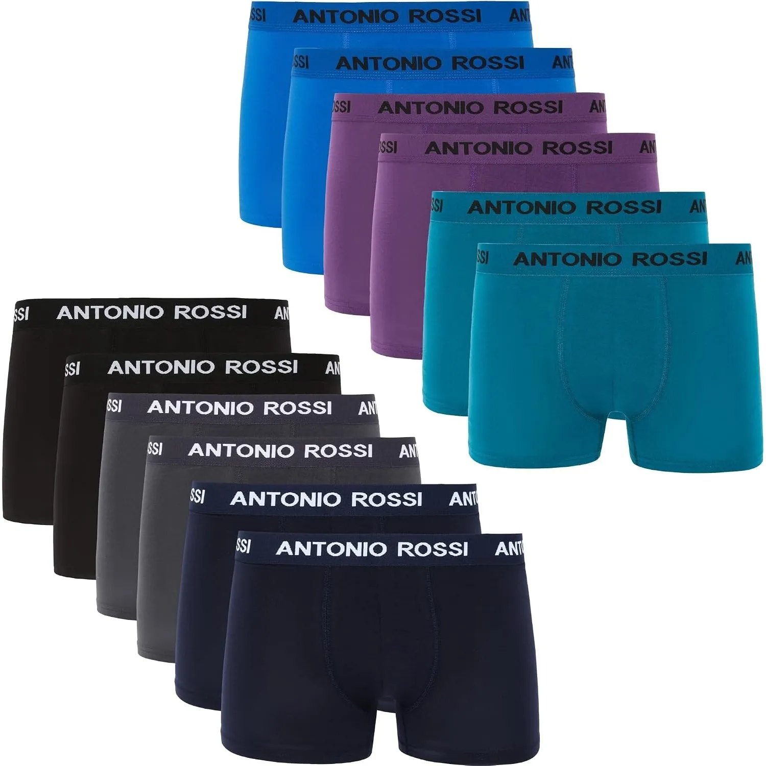 Antonio Rossi 12er-Pack Boxershorts Herren Baumwolle, Stretch-Bund