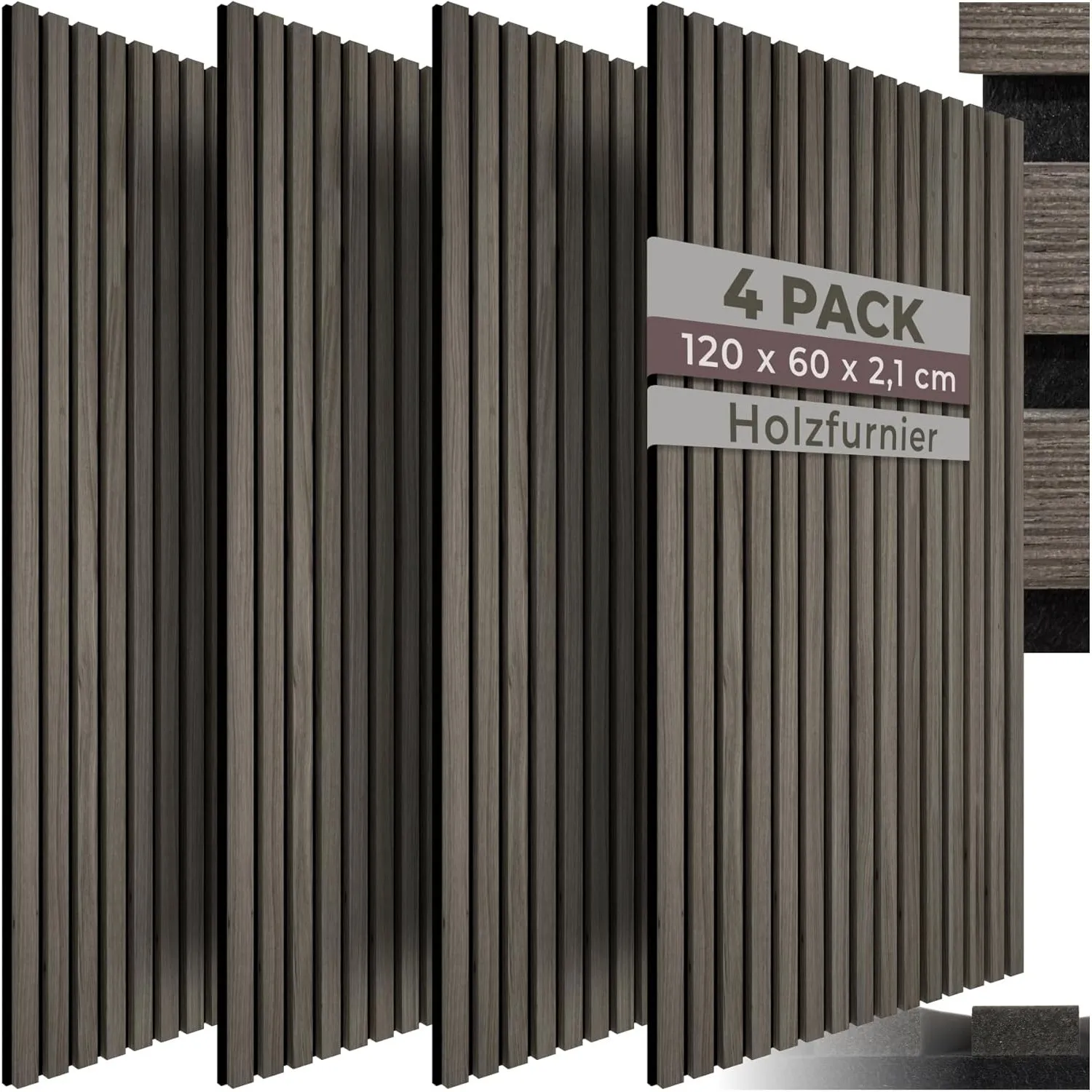 tectake® 3D Akustikpaneele 120 x 60 x 2,1 cm, Holz Optik Paneele, Wandpaneele in Holzoptik als Schallabsorber, Panels f…