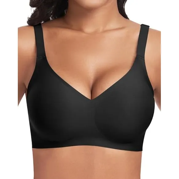 Jiuday BH ohne Bügel Push Up BH Große Brüste Starker Halt Bügelloser Bustier Damen Gepolstert Seamless Soft Bra ohne Bu…
