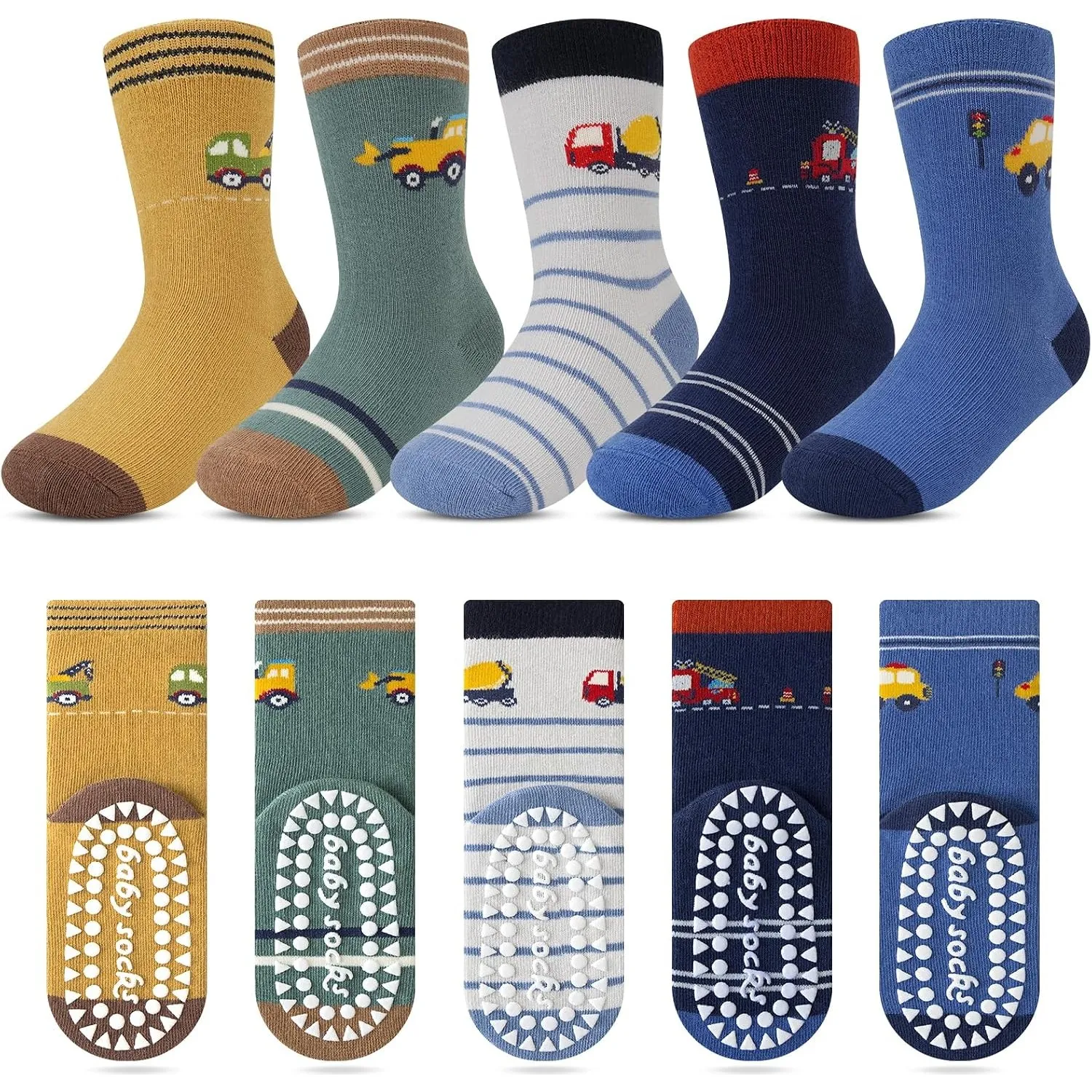 Kyopp 5 Paar Stoppersocken Kinder Baumwolle Socken Jungen Mädchen ABS Socks