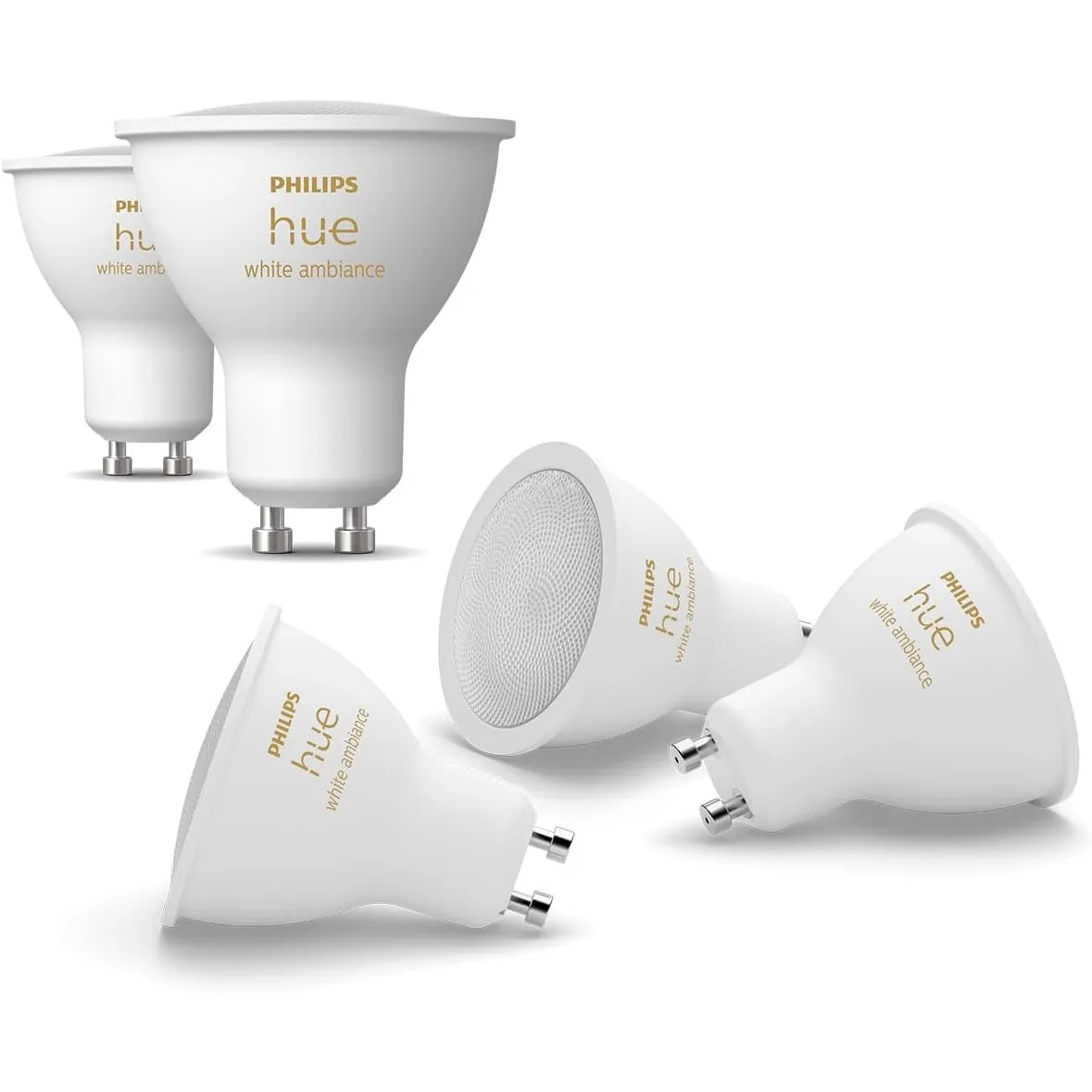 Philips Hue White Ambiance GU10 LED Spot 5er Pack (400lm), dimmbare LED Lampen für das Hue Lichtsystem mit warmweißem/k…