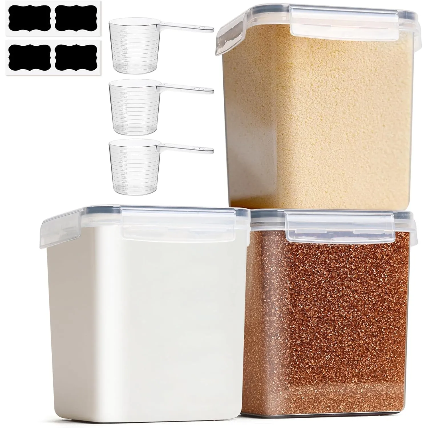 ComSaf Vorratsdosen mit Deckel luftdicht 2,5 L 3er Set ，Mehl Aufbewahrung | Für Reis, Zucker, Mandelmehl oder Proteinpu…