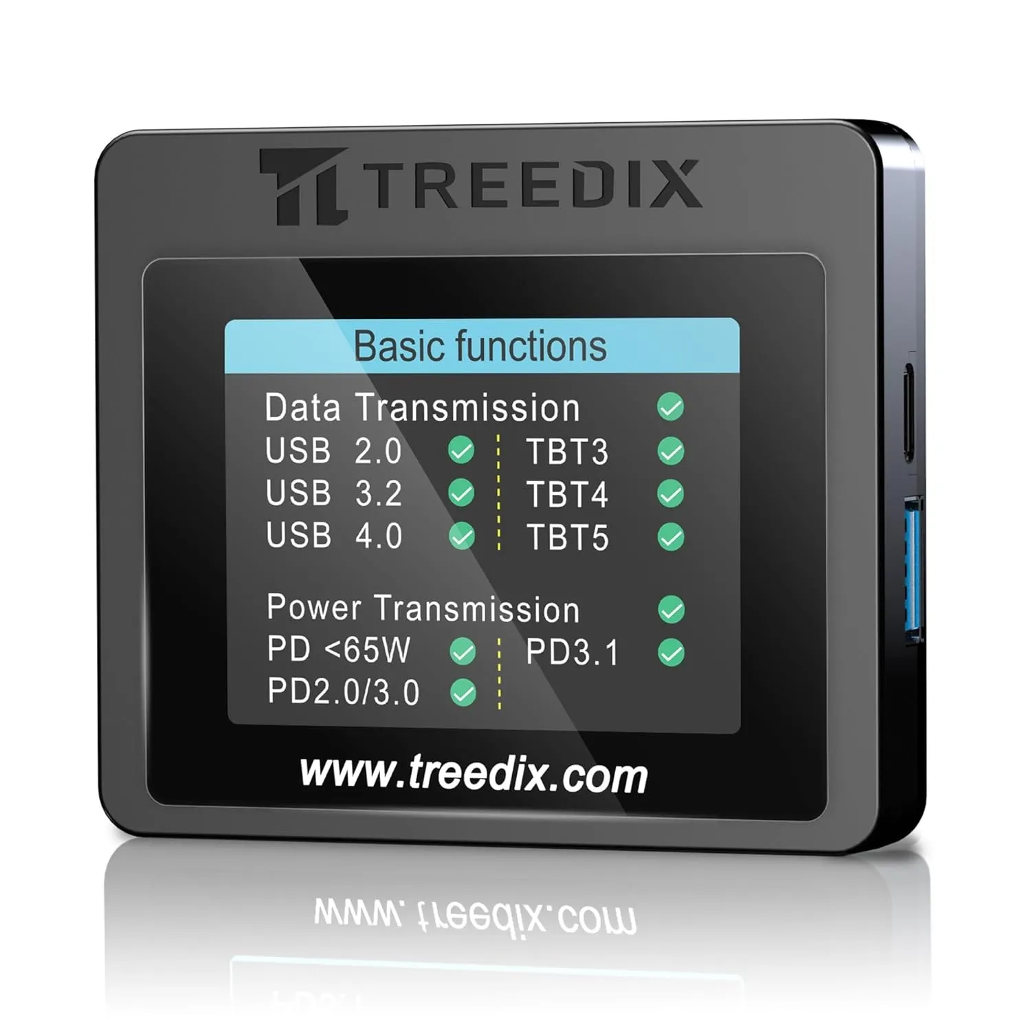 Treedix USB-Kabeltester mit Display für Kabel-, Widerstands-, E-Marker-Test