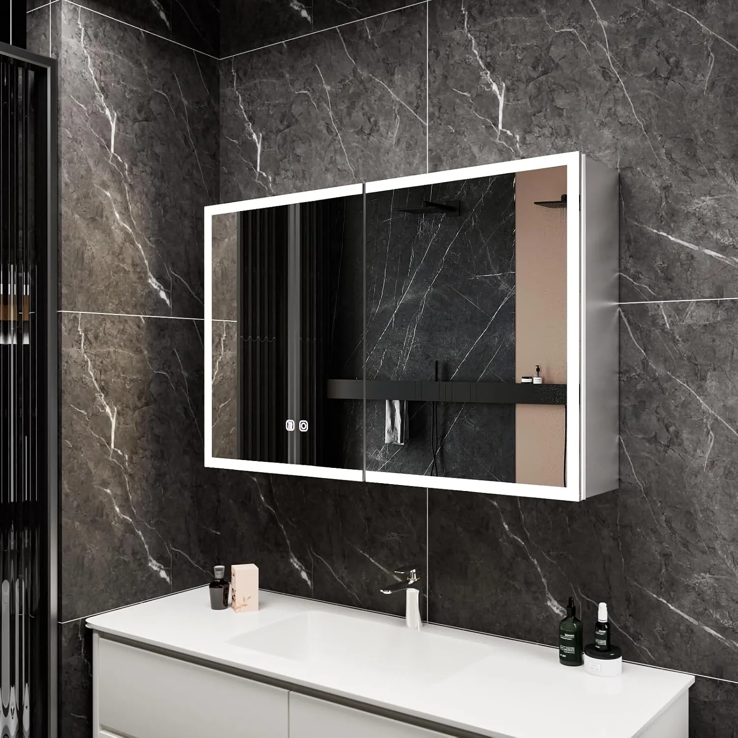 Spiegelschrank Bad mit Beleuchtung 80x60cm