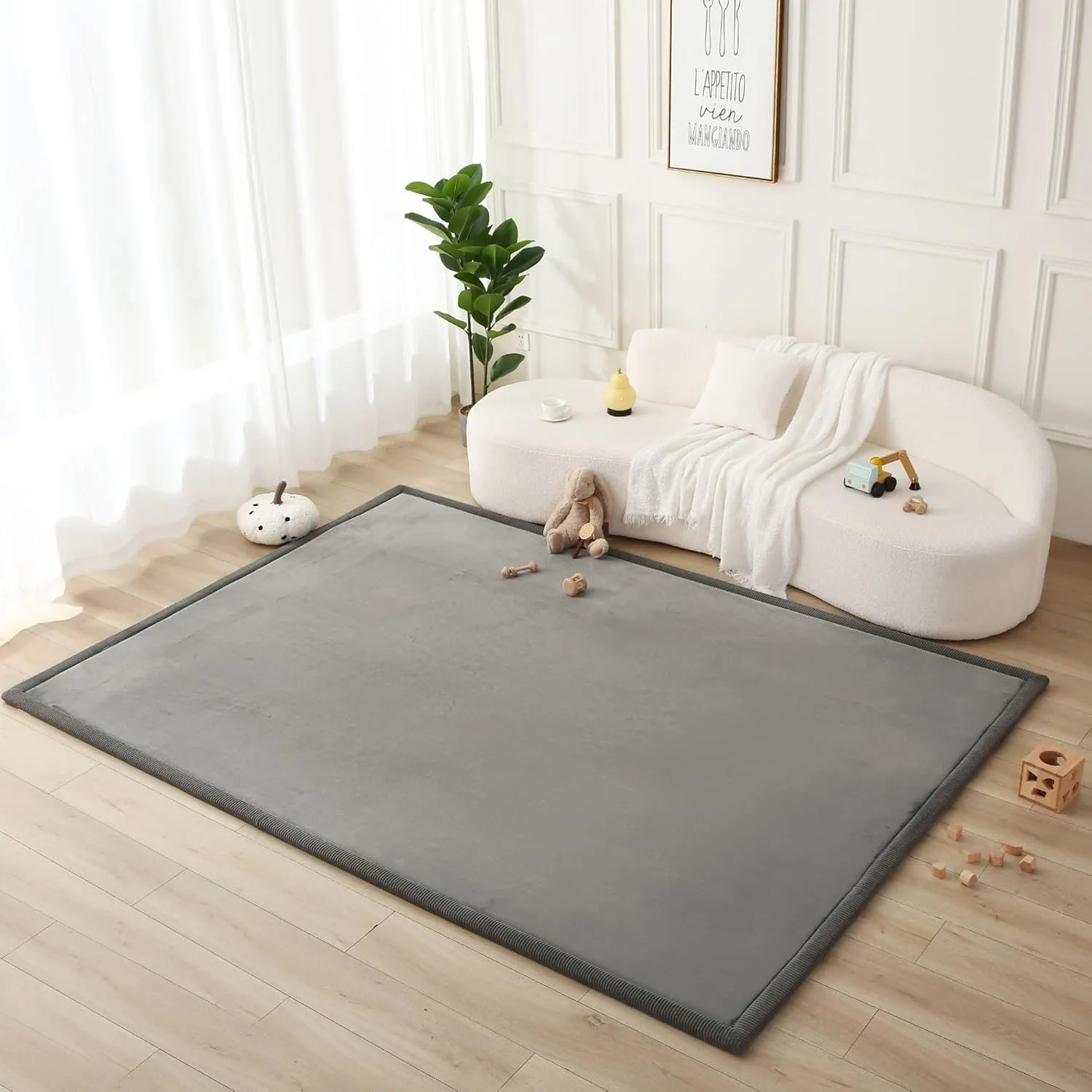 Wolkenweiche Spielmatte Baby 280x200x2,5cm, Dunkelgrau– Teppich für Kinderzimmer mit hochwertigem Memory-Schaum Krabbel…