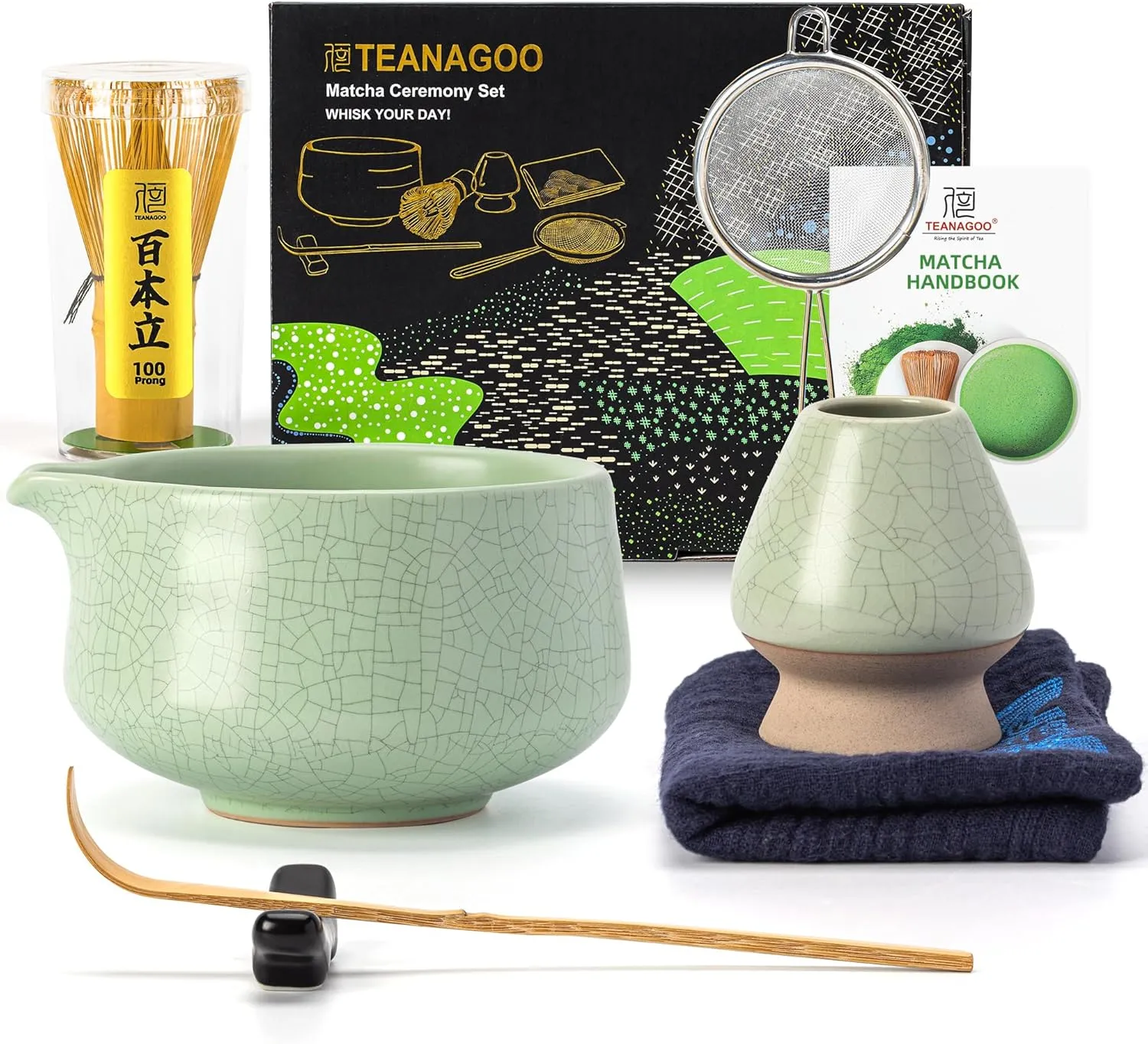TEANAGOO Matcha Set| Matcha Besen|Matcha Tea Set | Matcha Schale| Matcha Whisk,Schaufel, Sieb, Matcha-Besenhalter, Matc…