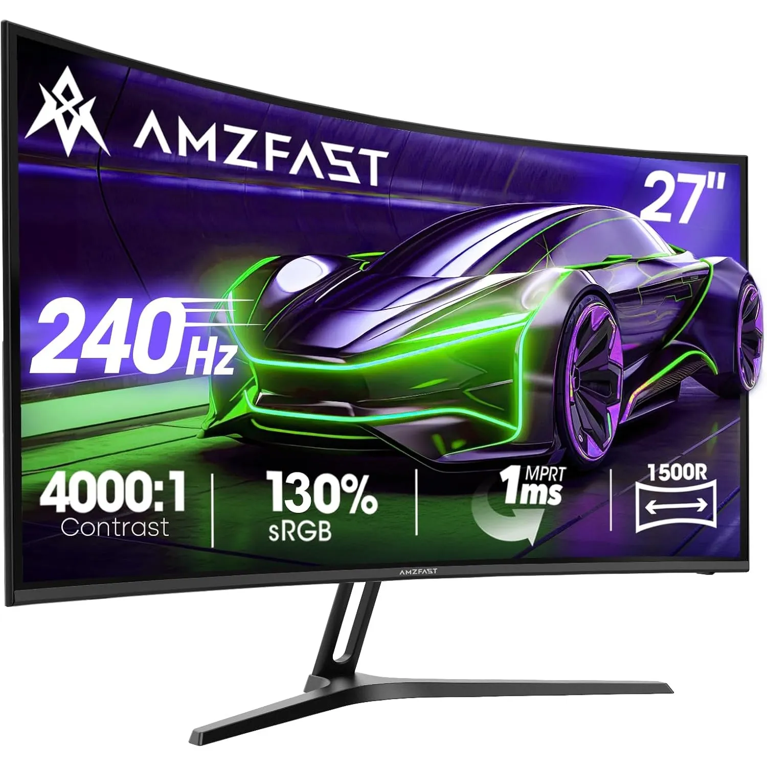 Amzfast 27 Zoll Curved Gaming Monitor 240Hz, 1920x1080 FHD, VA Curved 1500R, 1ms MPRT, Adaptive Sync, 4000:1 Kontrast, …