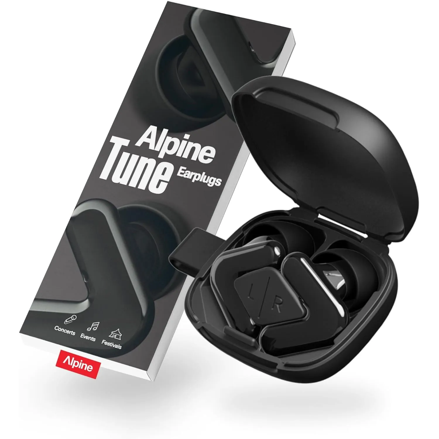 Alpine Tune Gehörschutz Konzert Ohrstöpsel – 19dB, Hi-Fi – Schwarz