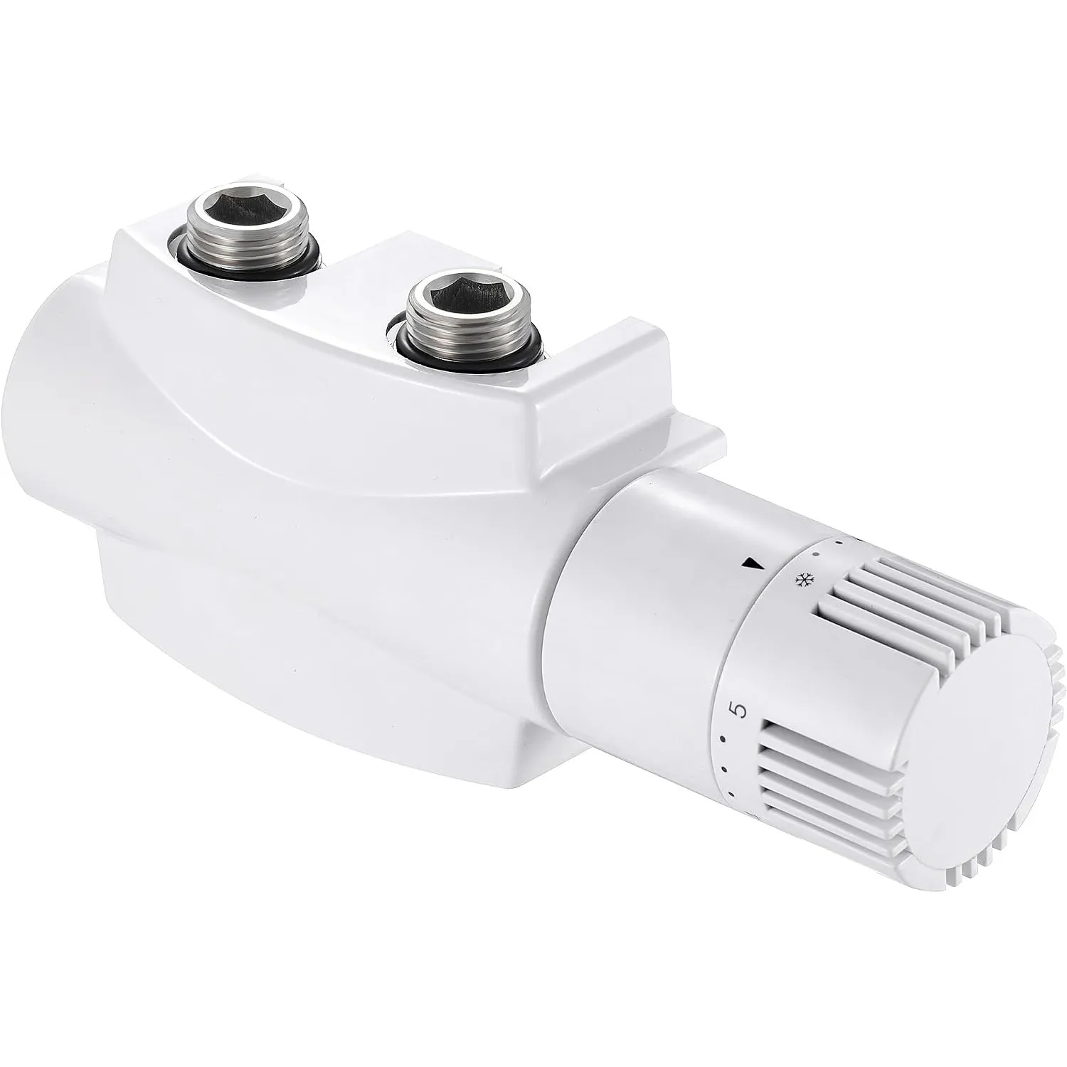 Multiblock Set für Heizkörper Anschlussarmatur mit Thermostat, Hahnblock Heizkörper Ventil Eck- und Durchgangsform 50mm…
