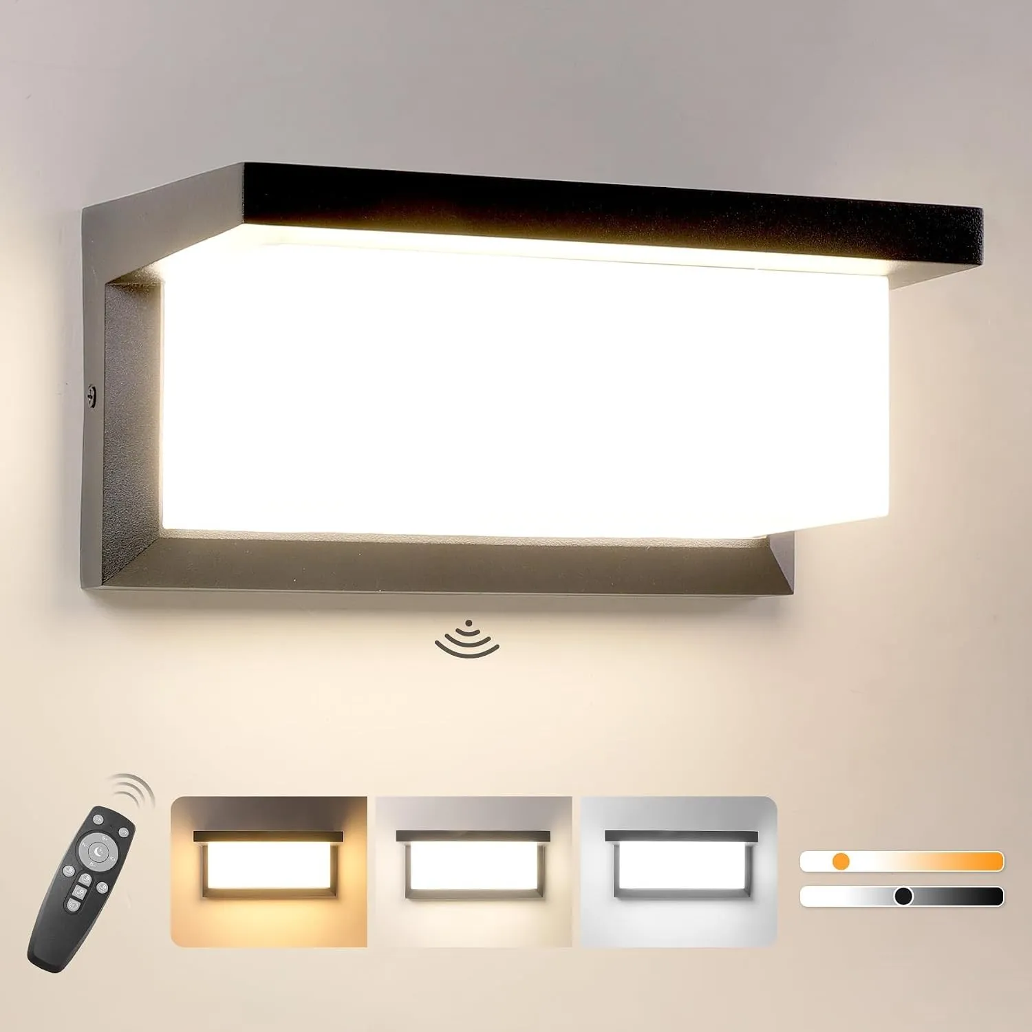 18W Außenwandleuchte mit Bewegungsmelder, IP65, 3000K-6500K LED Wandleuchte Außen Wandlampe Dimmbar Aluminium mit Fernb…