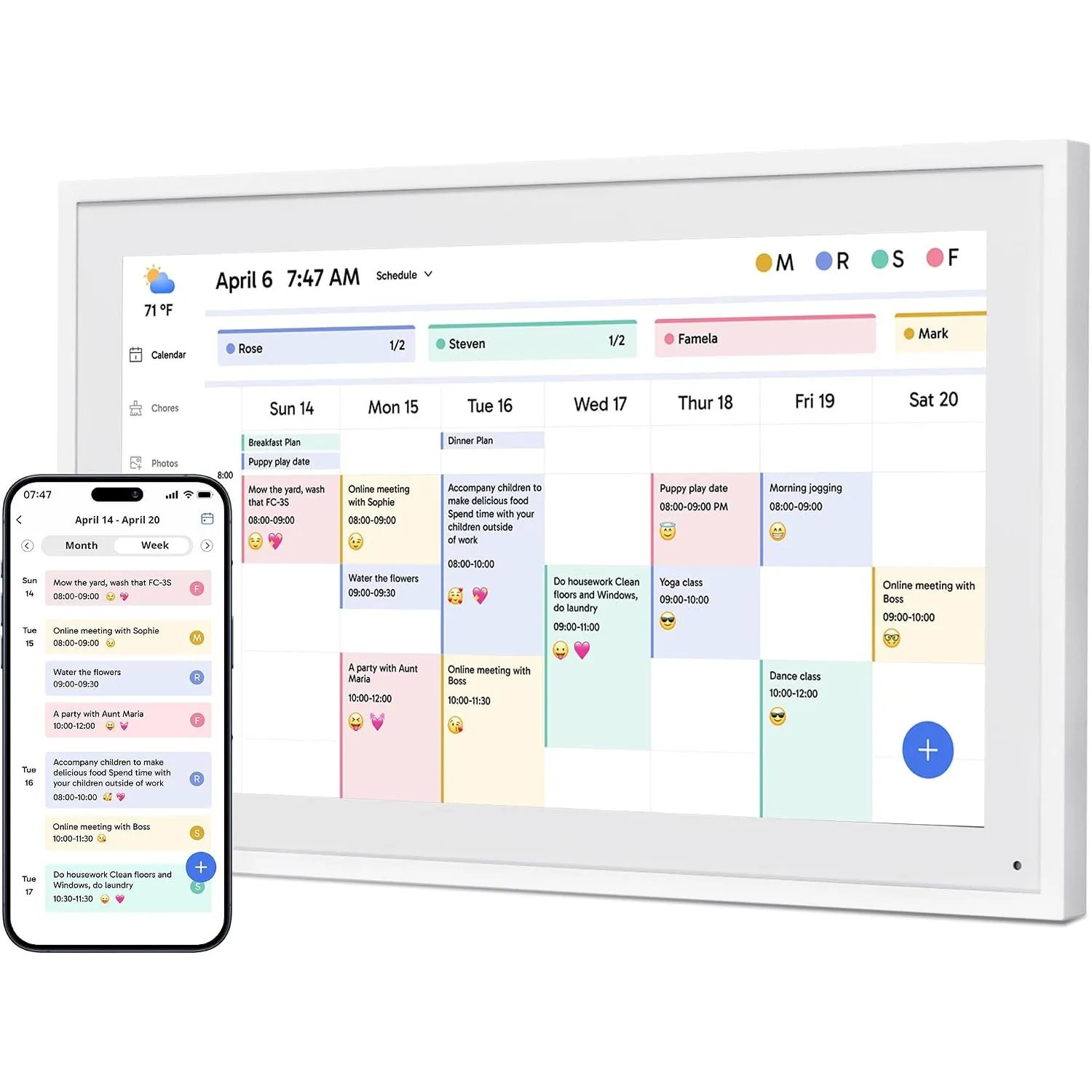 Dragon Touch 21.5 Zoll Digitaler Kalender Wand - 1920 * 1080 FHD Elektronischer Wandkalender Familienplaner mit 64GB Sp…