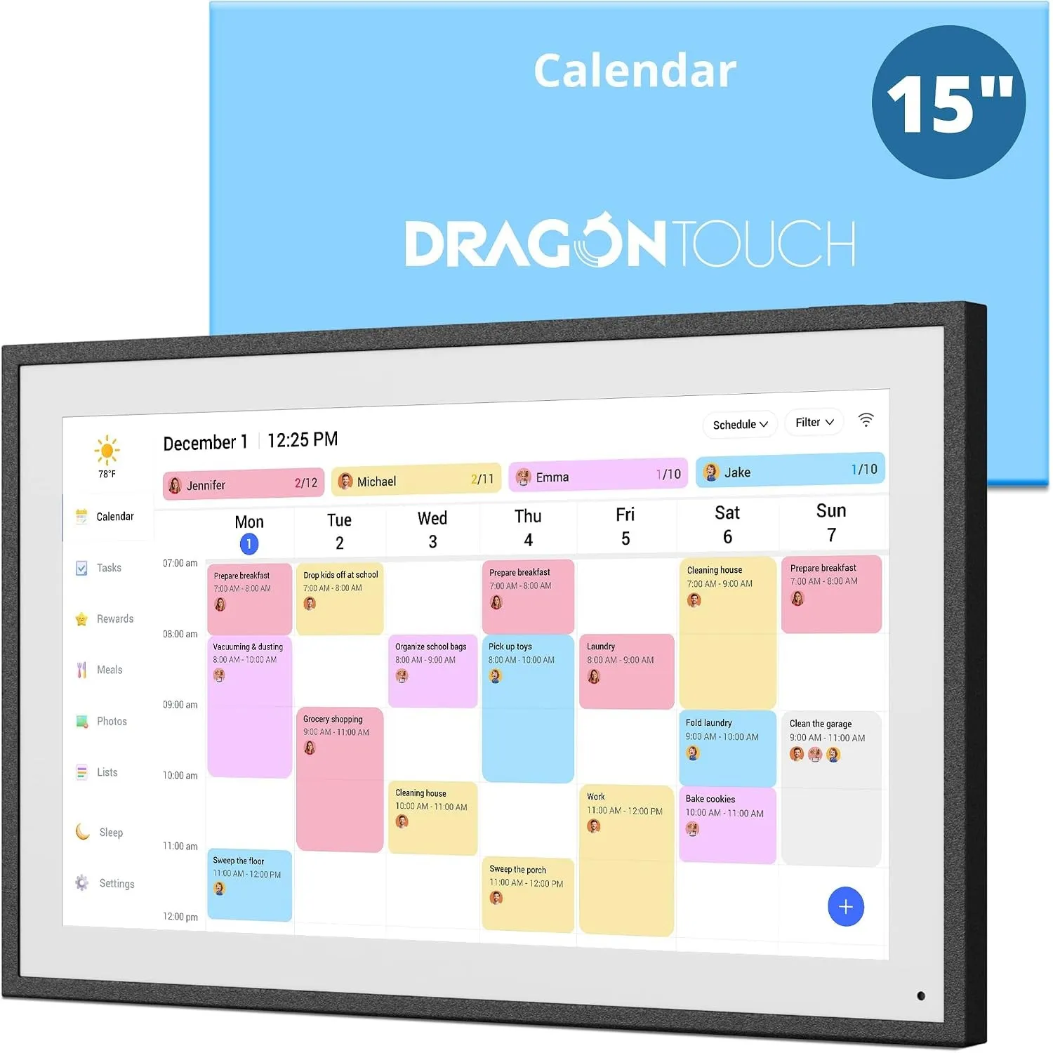 Dragon Touch 15.6 Zoll Digitaler Kalender Wand - 1920 * 1080 FHD Elektronischer Wandkalender Familienplaner mit 32GB Sp…