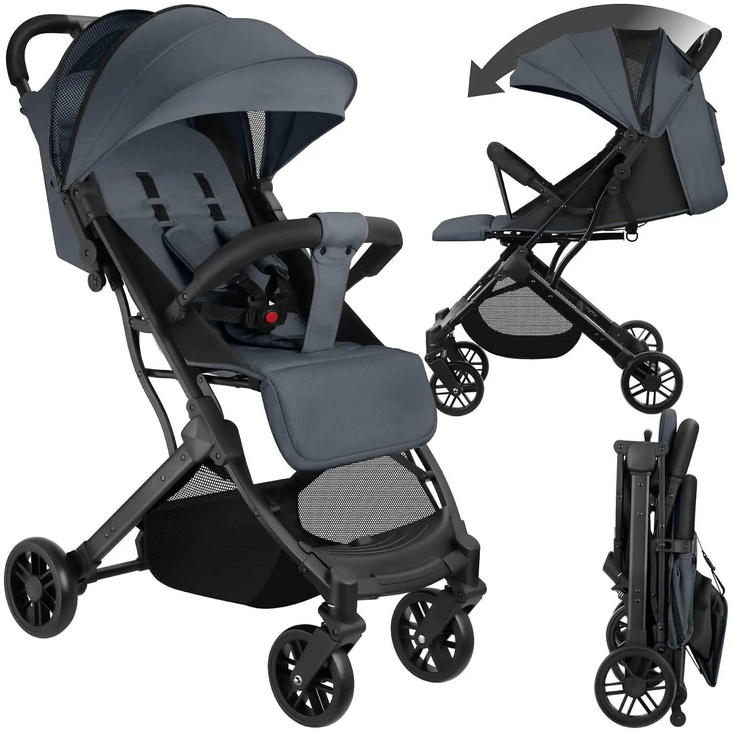 tectake® Buggy Kinderwagen von 0 bis 3 Jahre, Wagen für Baby Erstausstattung Neugeborene und Kinderbuggy mit Sonnenverd…