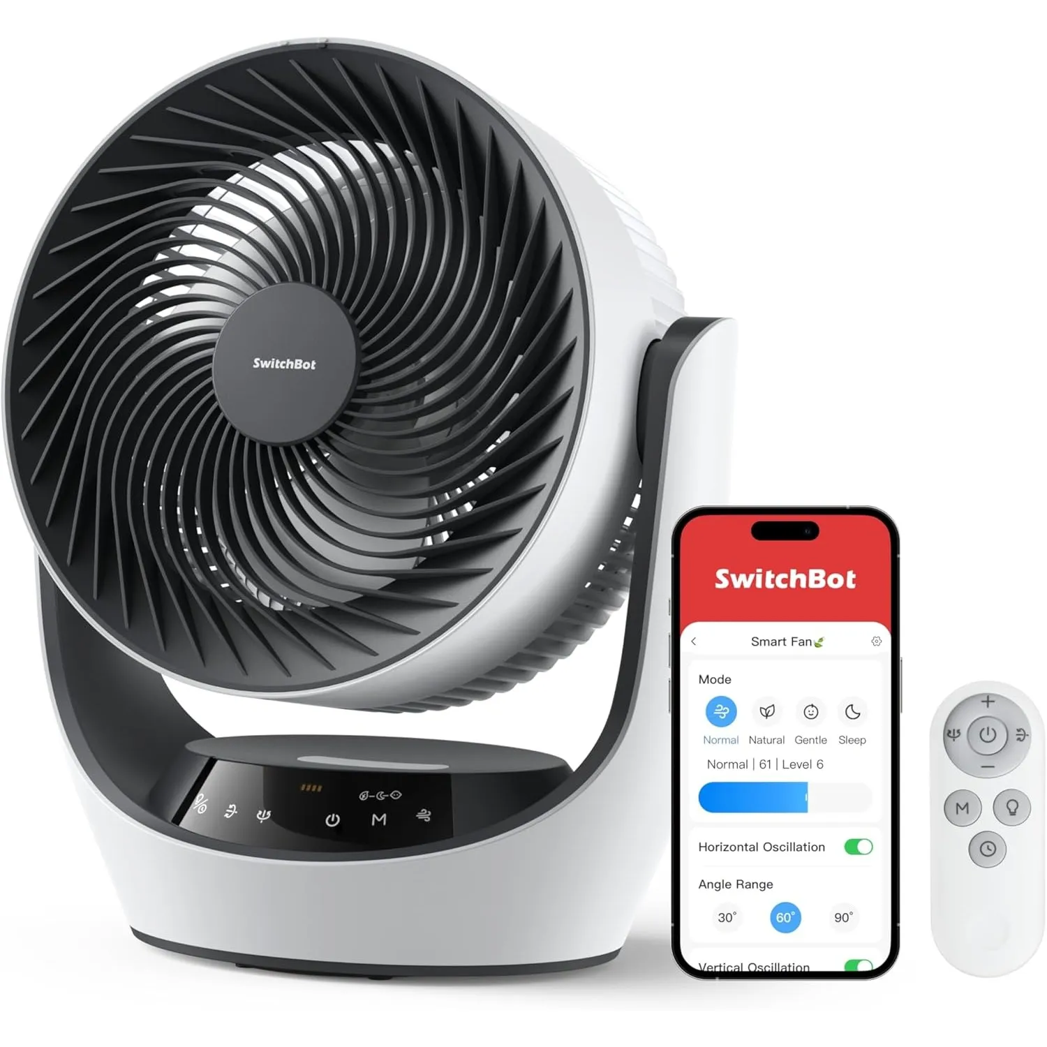 SwitchBot USB Tischventilator, leistungsstarker 24 dB leiser Batterie-Umluftventilator, Kompatibel mit Alexa/Google/Sir…