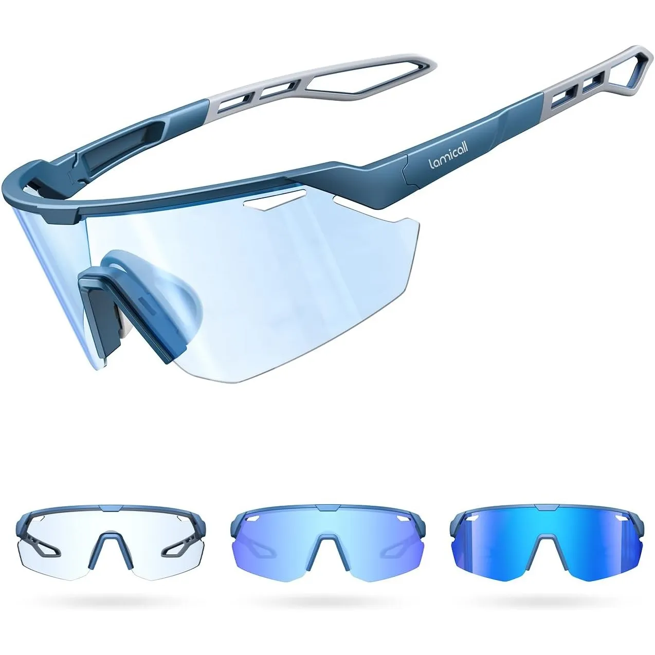 Lamicall Fahrradbrille Herren, Schnelle Brille Damen, Sonnenbrille Fahrrad | [3s Selbsttönend] [28g TR-90 Ultraleicht] …