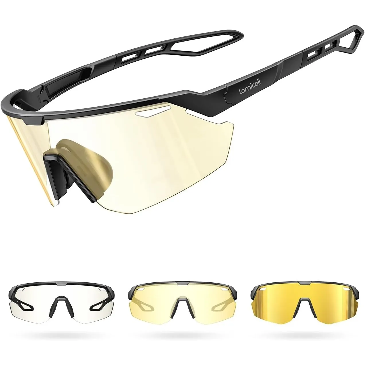 Lamicall Fahrradbrille Herren, Schnelle Brille Damen, Sonnenbrille Fahrrad | [3s Selbsttönend] [28g TR-90 Ultraleicht] …