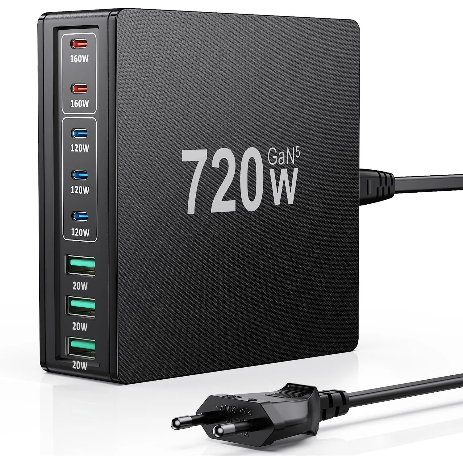 720W USB C Ladegerät: 8-Ports Schnellladegerät mit 5 USB-C und 3 USB-A, Dual-PD PPS Ladestation für Laptop, MacBook, iP…