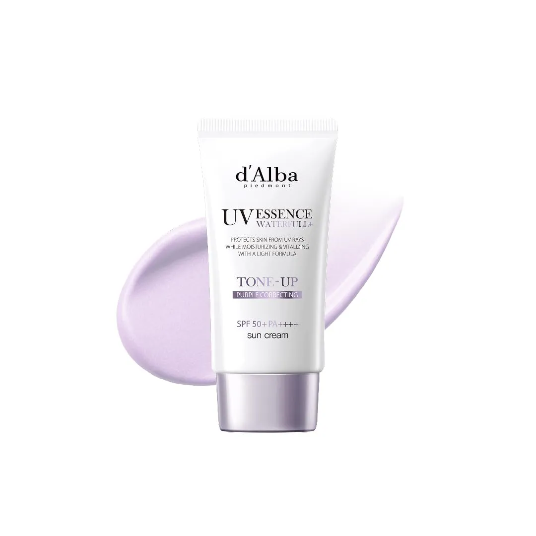 d'Alba | Italienischer weißer Trüffel Waterfull Purple Tone-up Sunscreen 50ml, SPF/LSF 50+PA++++, Reiner und Veganer Hy…