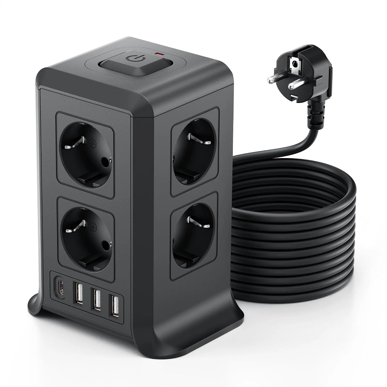 8 Fach Steckdosenleiste 3 M mit Mehrfachsteckdose, 4 USB Mehrfachstecker