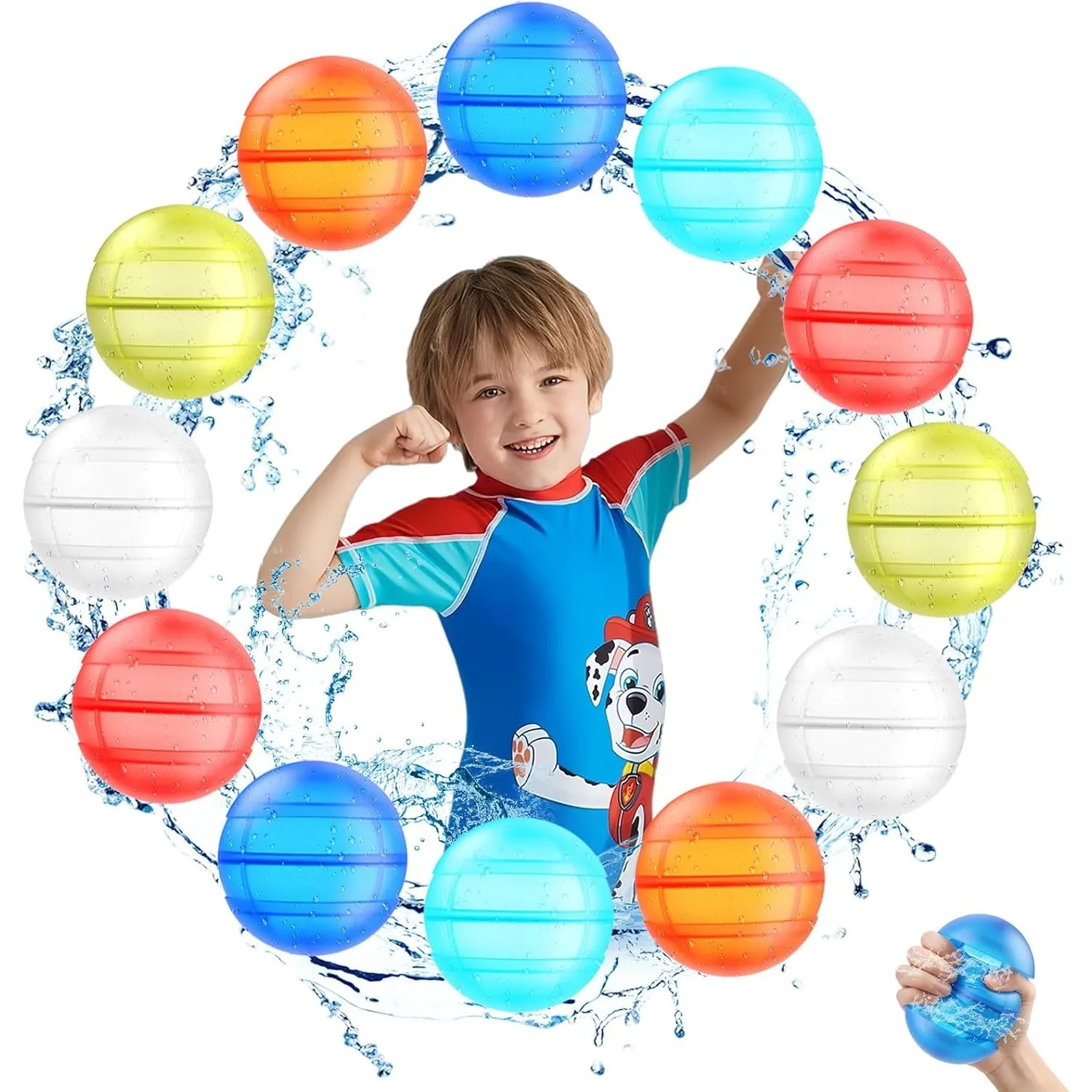 12 Stück Wiederverwendbare Wasserballons, Eine Sekunde Schnellfüller Wasserbomben Bomben Set, Einfach zu Lagern Pool Sp…