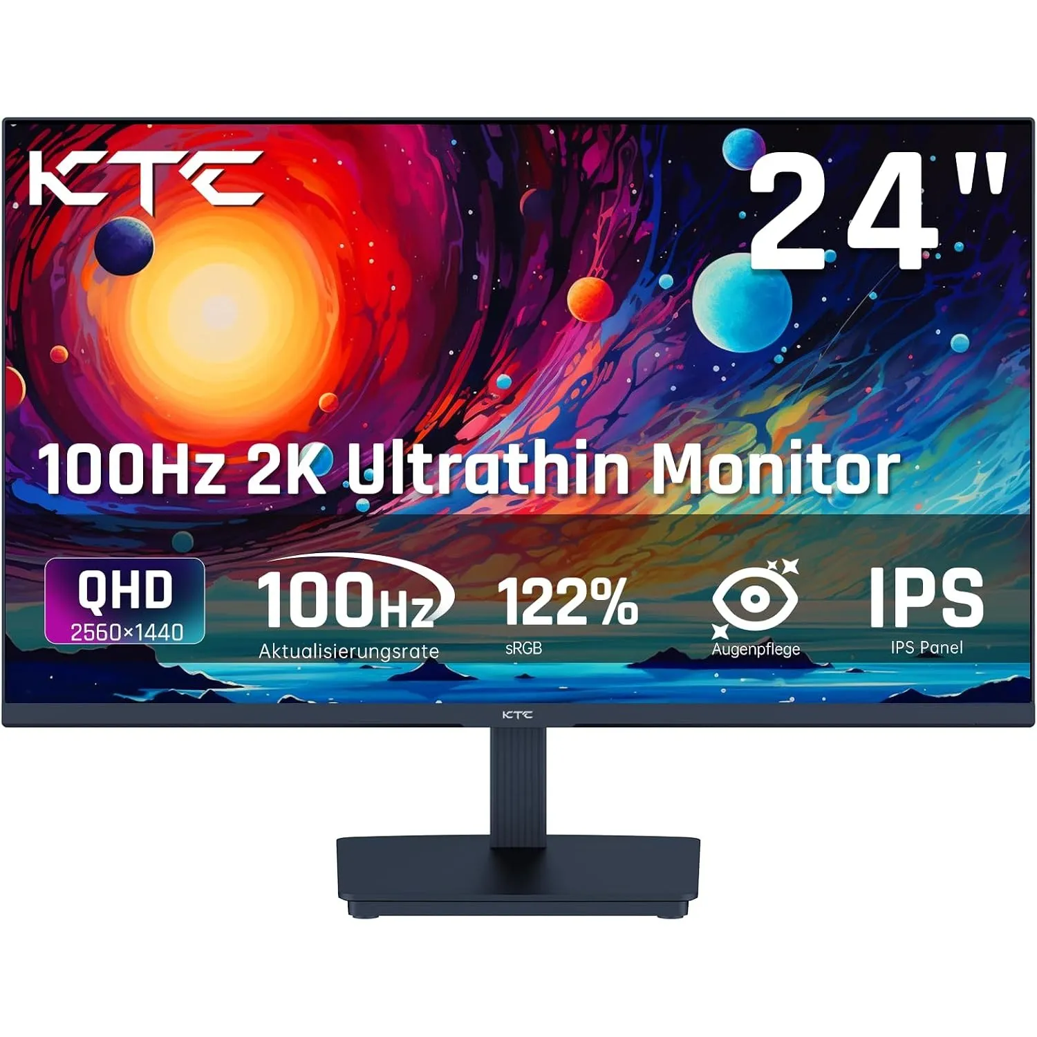 KTC Monitor 24 Zoll, QHD 2K 2560 × 1440, IPS-Panel mit 100 Hz, 99% sRGB, 1300:1 Kontrast, Adaptive Sync, Low Blue Light…