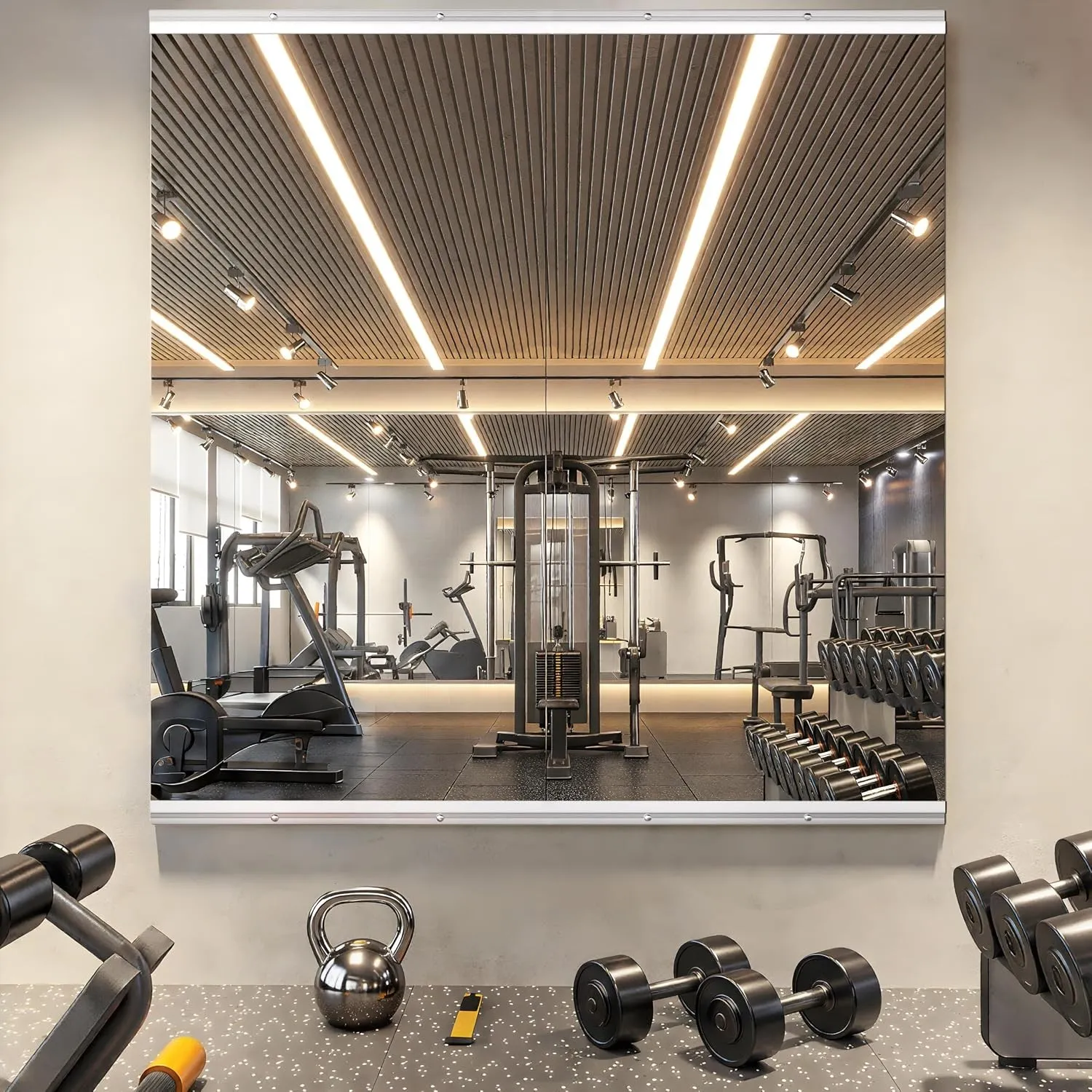 Ganzkörperspiegel 120x60cm 2 Stück, Spiegel Fitnessraum Groß, Wandspiegel Tanzspiegel, Gehärtetes Glas für Garage, Fitn…