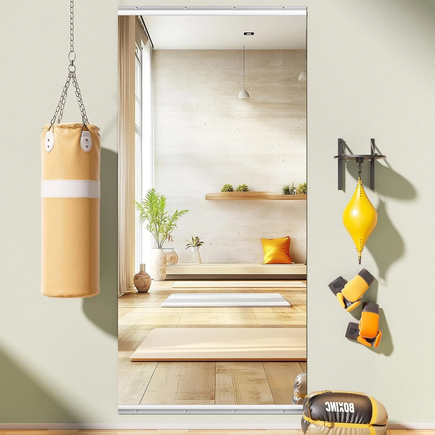 Ganzkörperspiegel 210x100cm 1 Stück, Spiegel Fitnessraum Groß, Wandspiegel Tanzspiegel, Gehärtetes Glas für Garage, Fit…