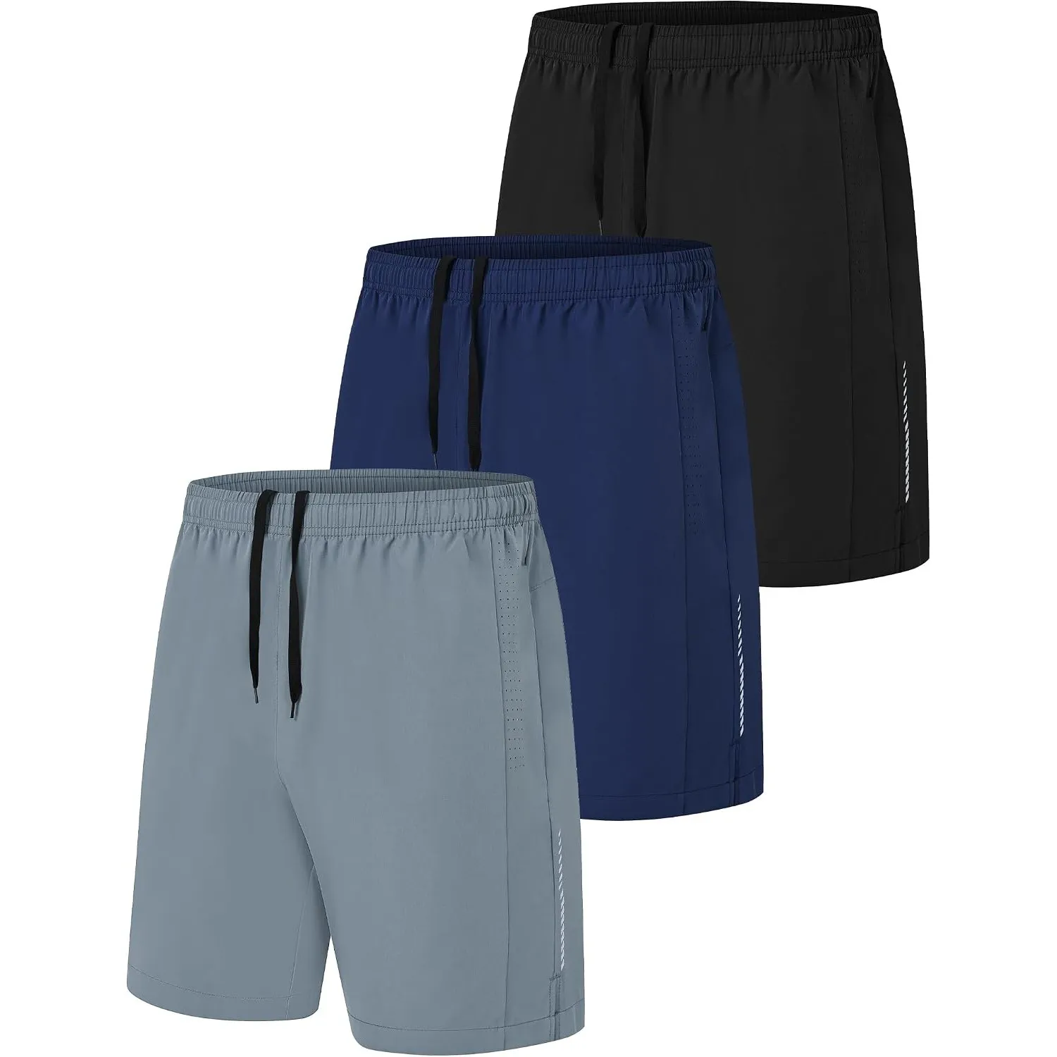 Zoofly 3er Pack Sporthose Kurze Herren Sommer Sport Shorts Mit Reißverschlusstaschen Elastische Fussball Fitness Tennis…