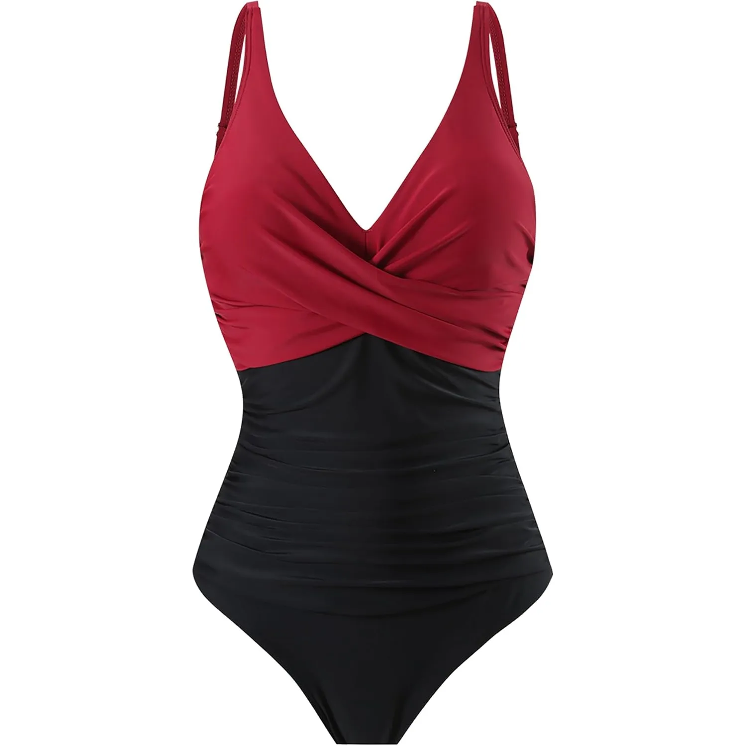 LA ORCHID Damen Badeanzug bauchweg Push up einteiliger Badeanzug bademode v Ausschnitt bademode high Waist für Urlaub