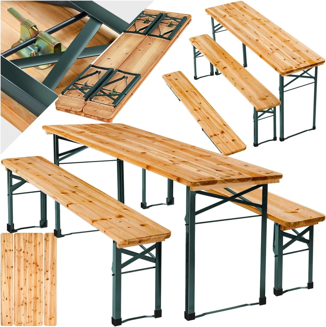 tectake® Bierzeltgarnitur klappbar, Biertisch Klapptisch mit 2X Bierbank, Gartenmöbel Set, Camping Zubehör, Klapptisch …