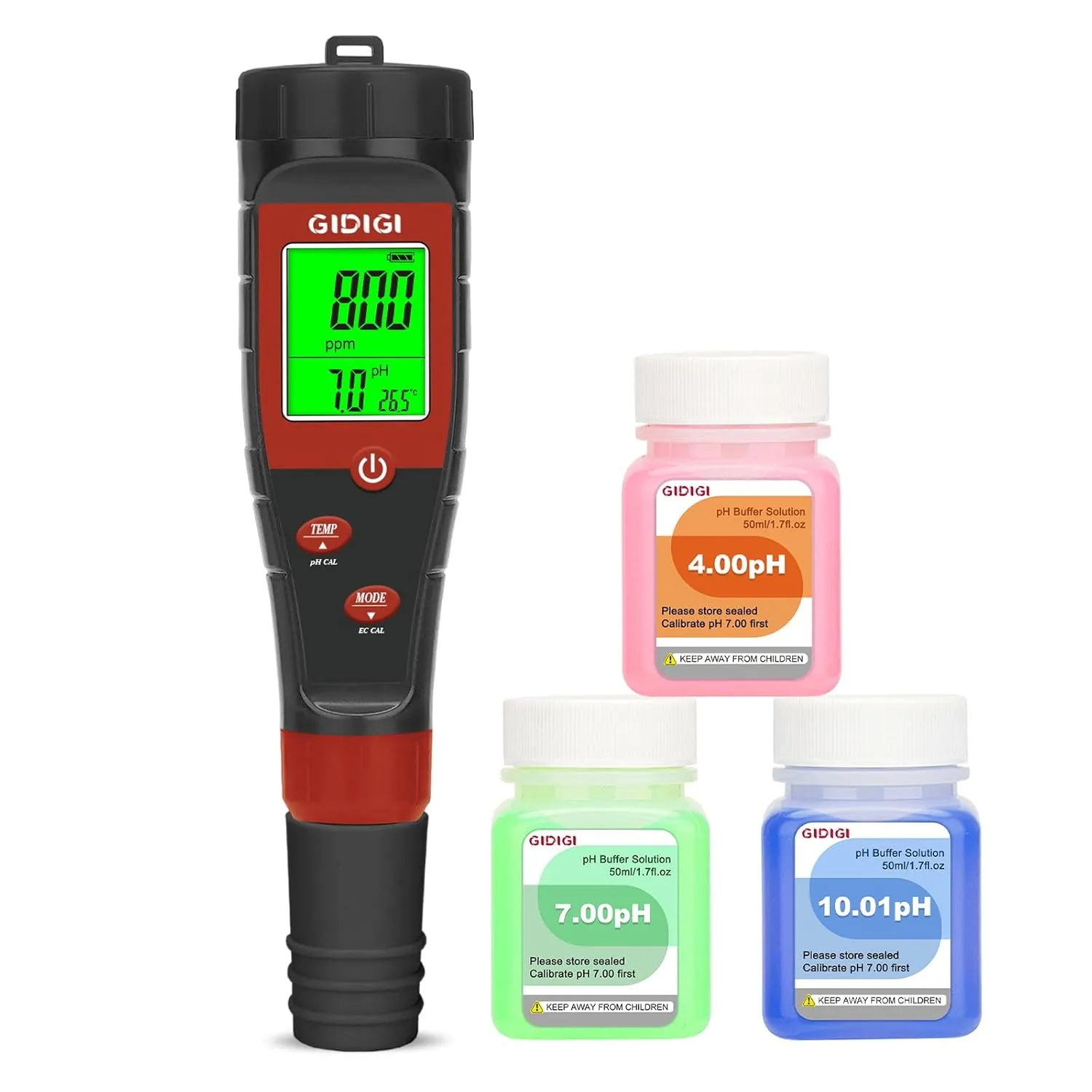 pH Messgerät für Hydrokulturwasser, Digitaler pH Tester für Wasser, TDS Tester EC PPM Test für Pflanzennährstoffe, 4-in…