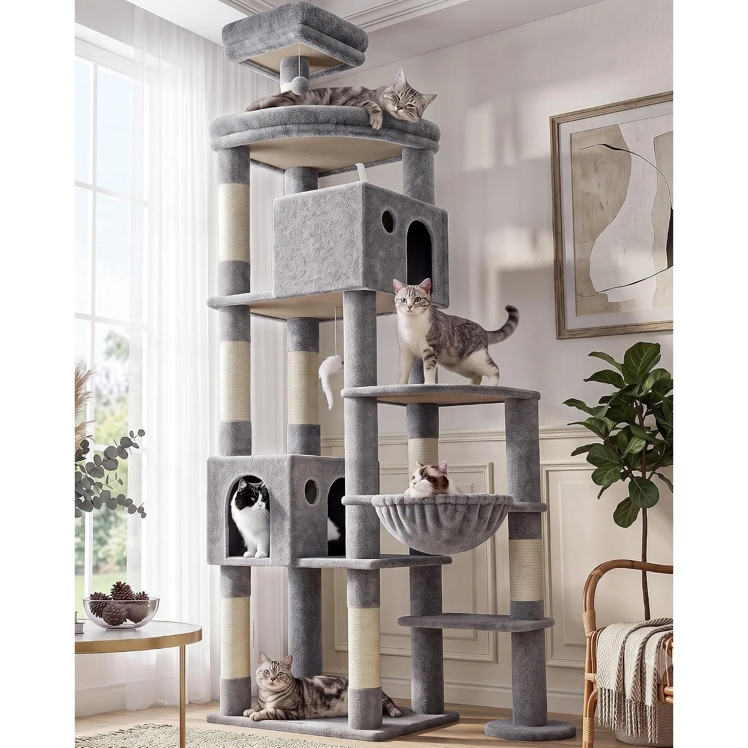 Globlazer Kratzbaum XXL für Große Katzen 213 cm Stabil katzenbaum Innen F83