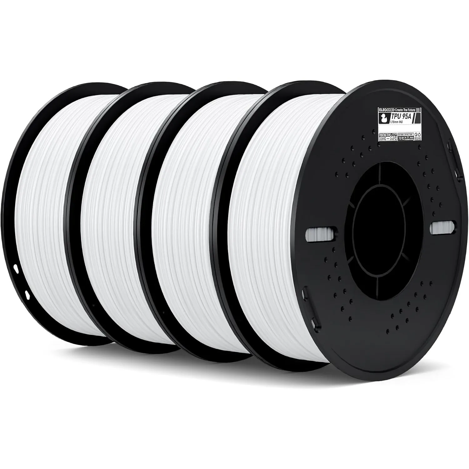 ELEGOO TPU Filament 95A 1.75mm Weiß 4KG, 3D Drcuker Filament