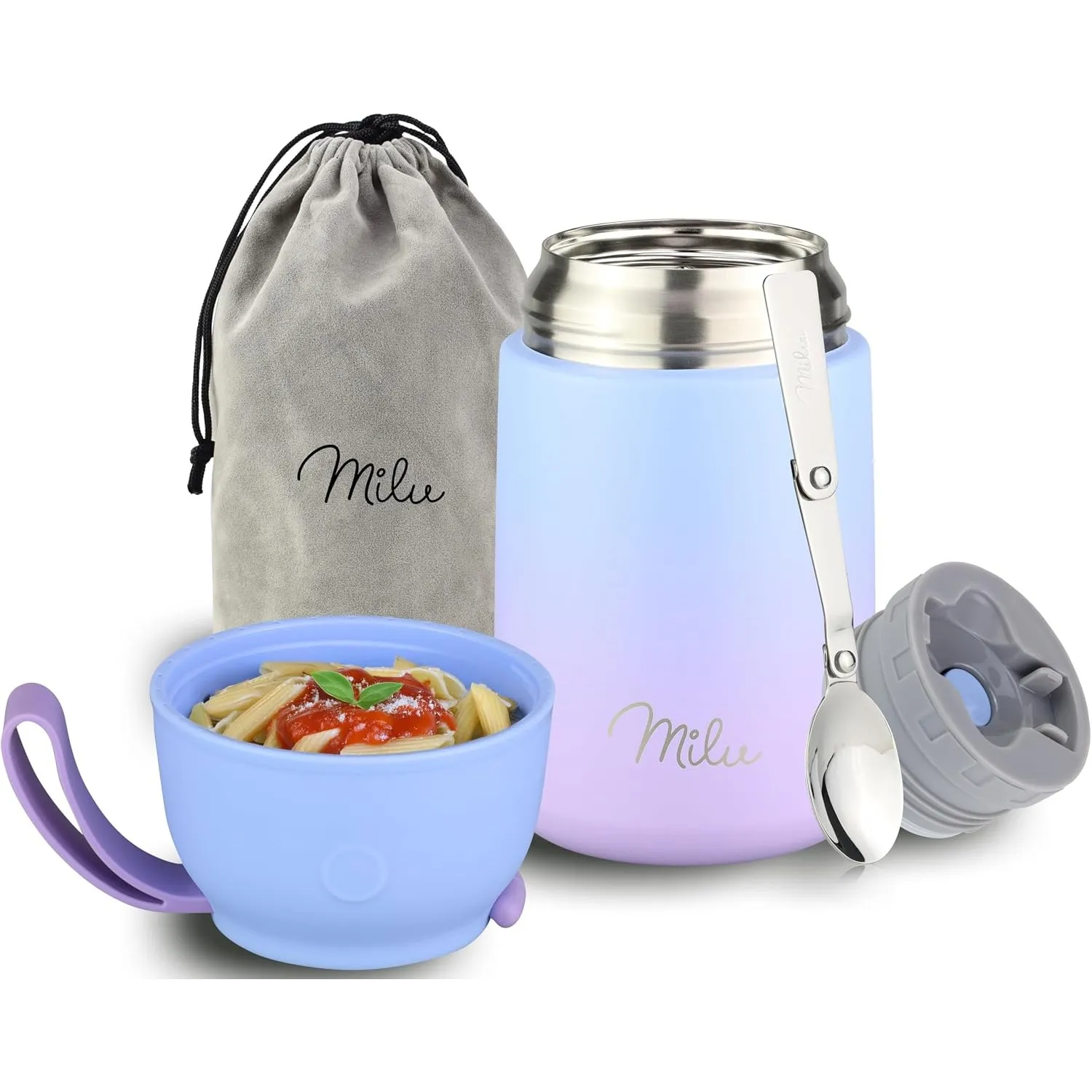 Milu® Thermobehälter für Essen 650ml, Edelstahl, Thermo Lunchbox, Suppenbehälter to go, Thermobox, Thermodose zum Warmh…