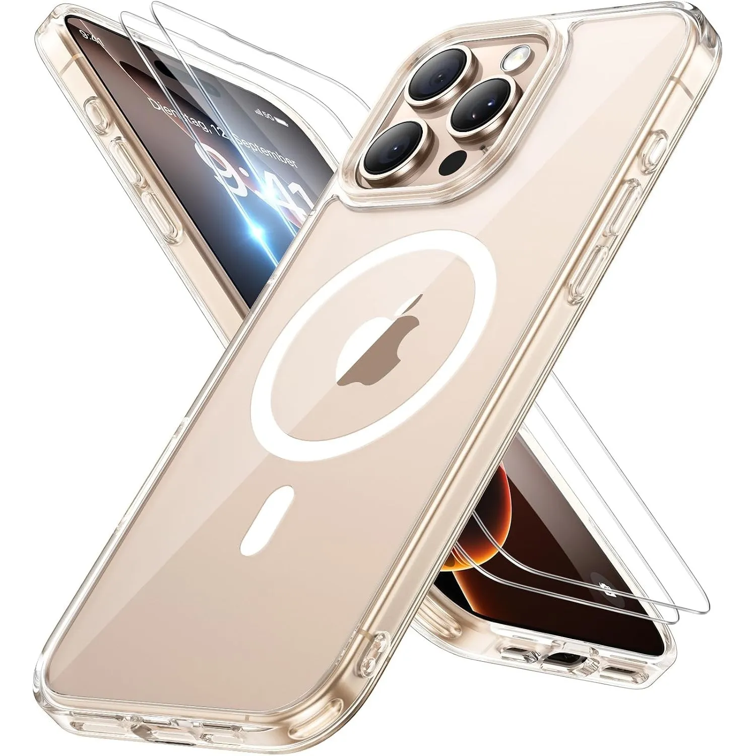 Miracase für iPhone 16 Pro Max Hülle mit Magsafe & 9H+ Panzerglas, Klar