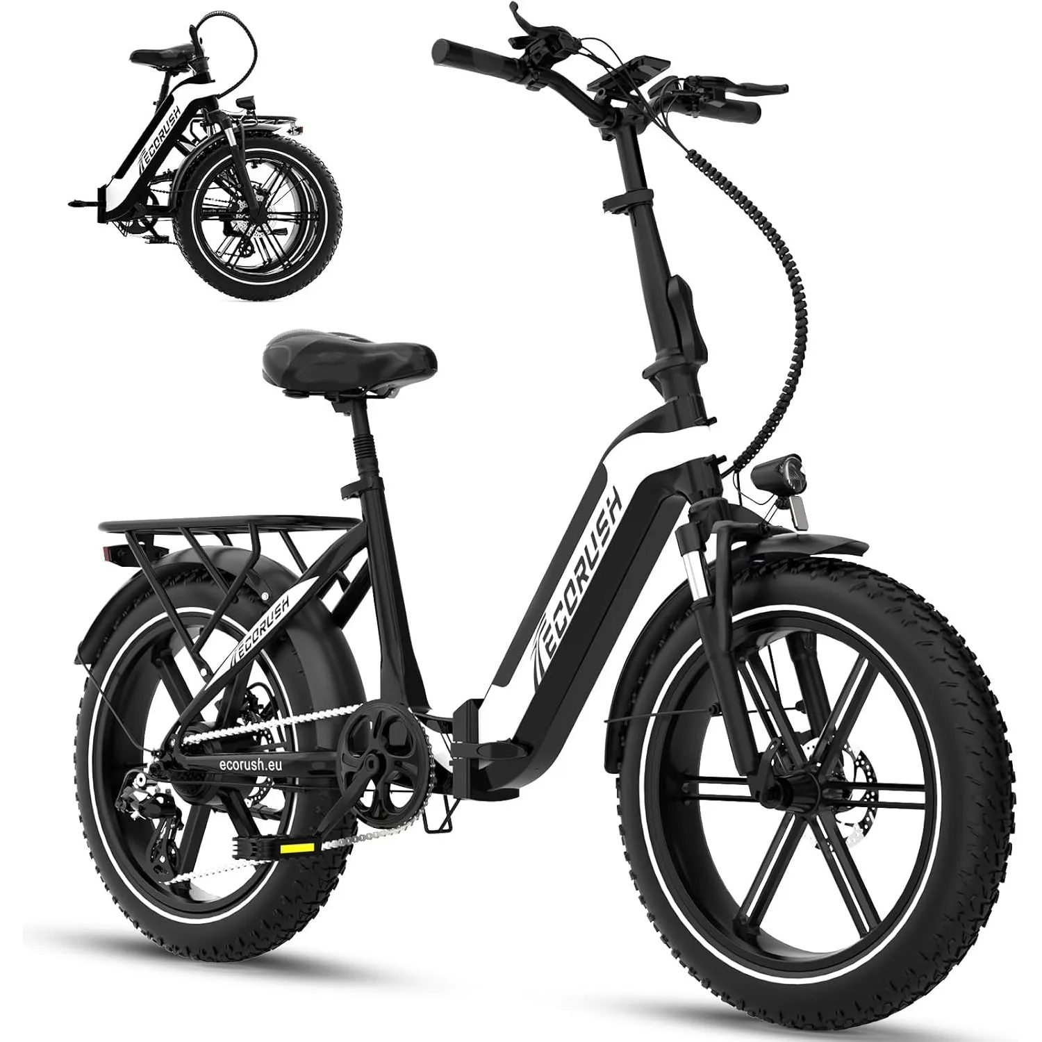 E Bike Klapprad, E-Bike mit 20×4,0 Zoll Fat Tire, Hochfester Körper, 48V 499.2Wh Akku, 7-Gang, LCD-Display, 250W Motor …