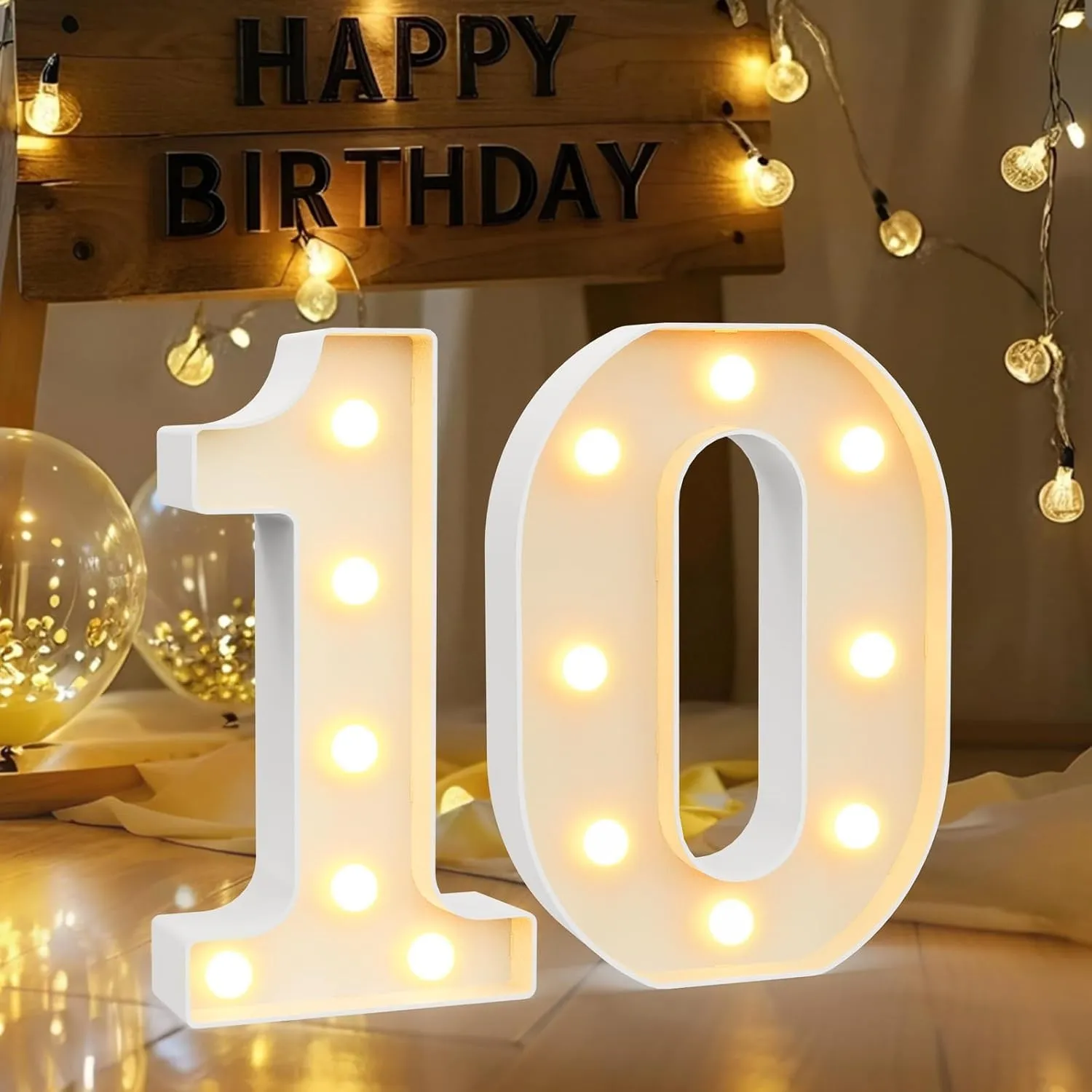 LED Zahlen Lampe Nummer Beleuchtete Ziffern 10,Warmes & Kaltes Weiß Led Leuchtzahlen für Happy Birthday Deko,Party deko…
