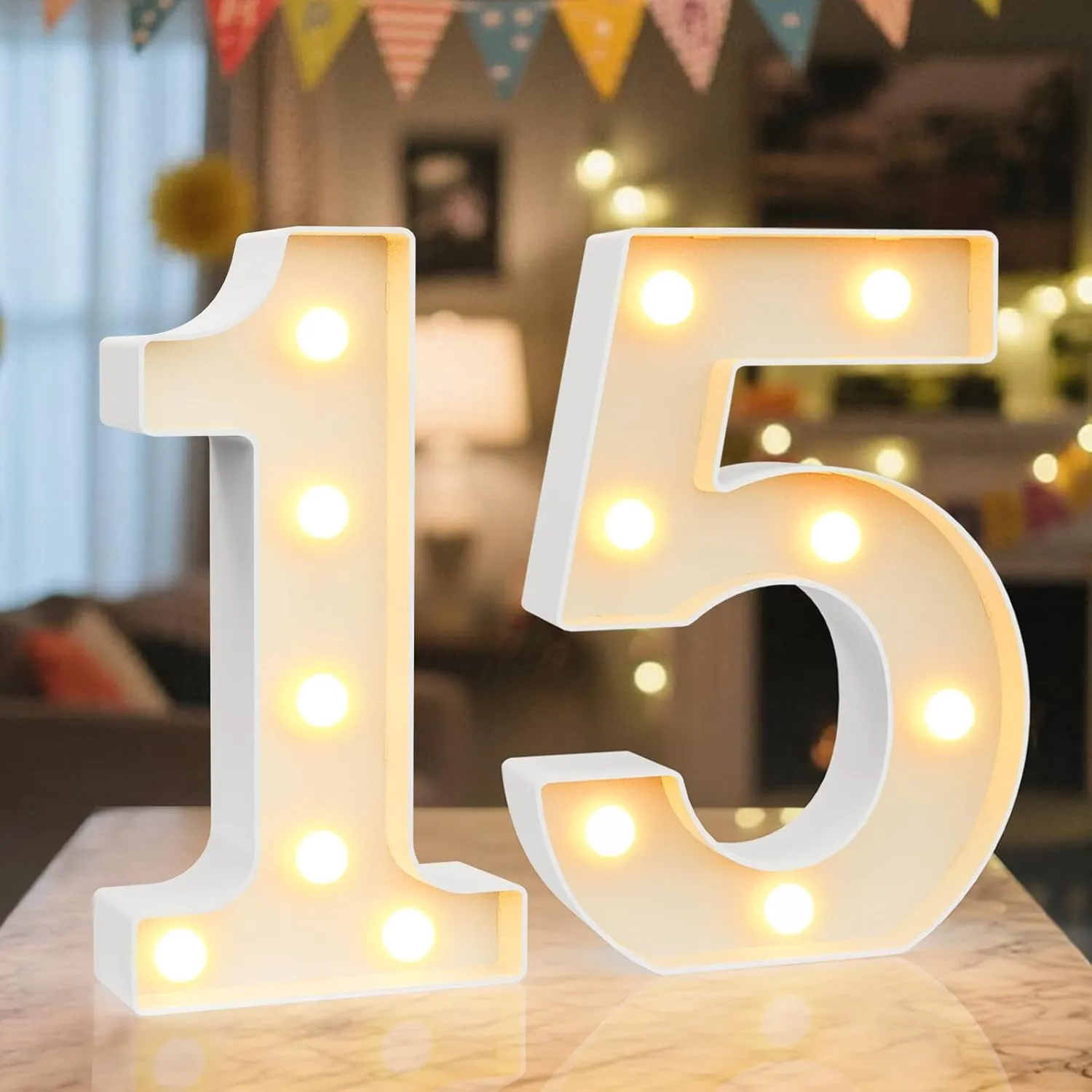LED Zahlen Lampe Nummer Beleuchtete Ziffern 15,Warmes & Kaltes Weiß Led Leuchtzahlen für Happy Birthday Deko,Party deko…