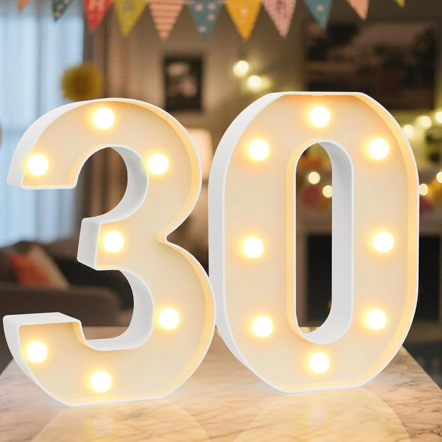 LED Zahlen Lampe Nummer Beleuchtete Ziffern 30,Warmes & Kaltes Weiß Led Leuchtzahlen für Happy Birthday Deko,Party deko…