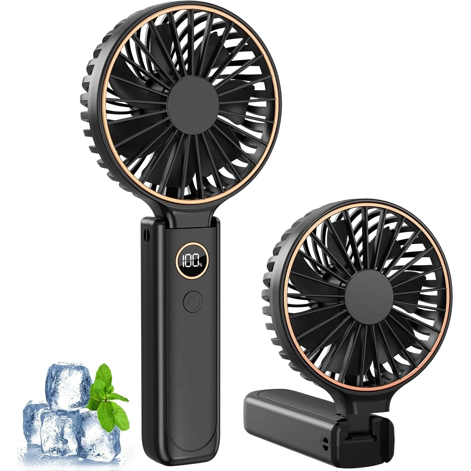 Rintea Handventilator, Tragbarer Mini Ventilator mit 6 Geschwindigkeiten, Faltbarer USB Ventilator, 4000mAh Wiederaufla…