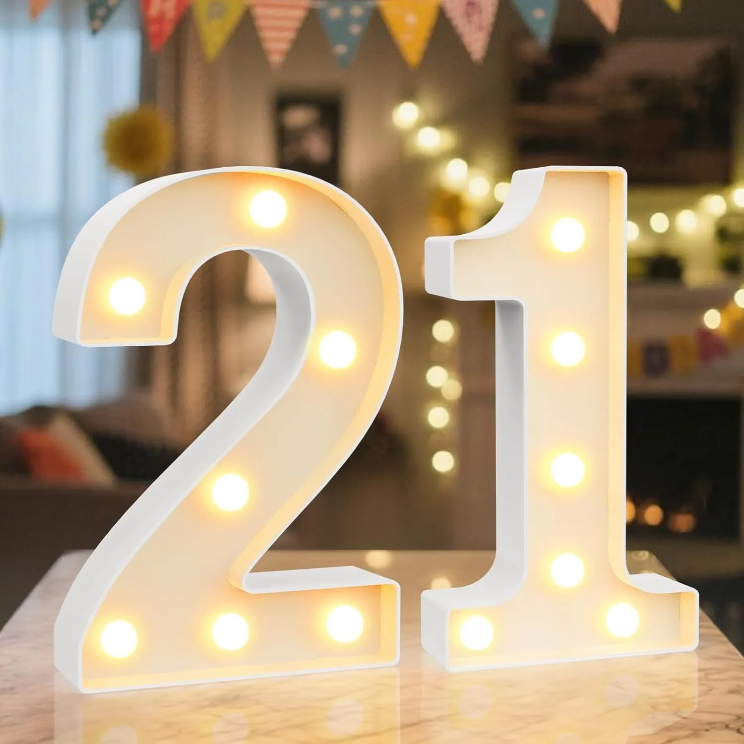 LED Zahlen Lampe Nummer Beleuchtete Ziffern 21,Warmes & Kaltes Weiß Led Leuchtzahlen für Happy Birthday Deko,Party deko…