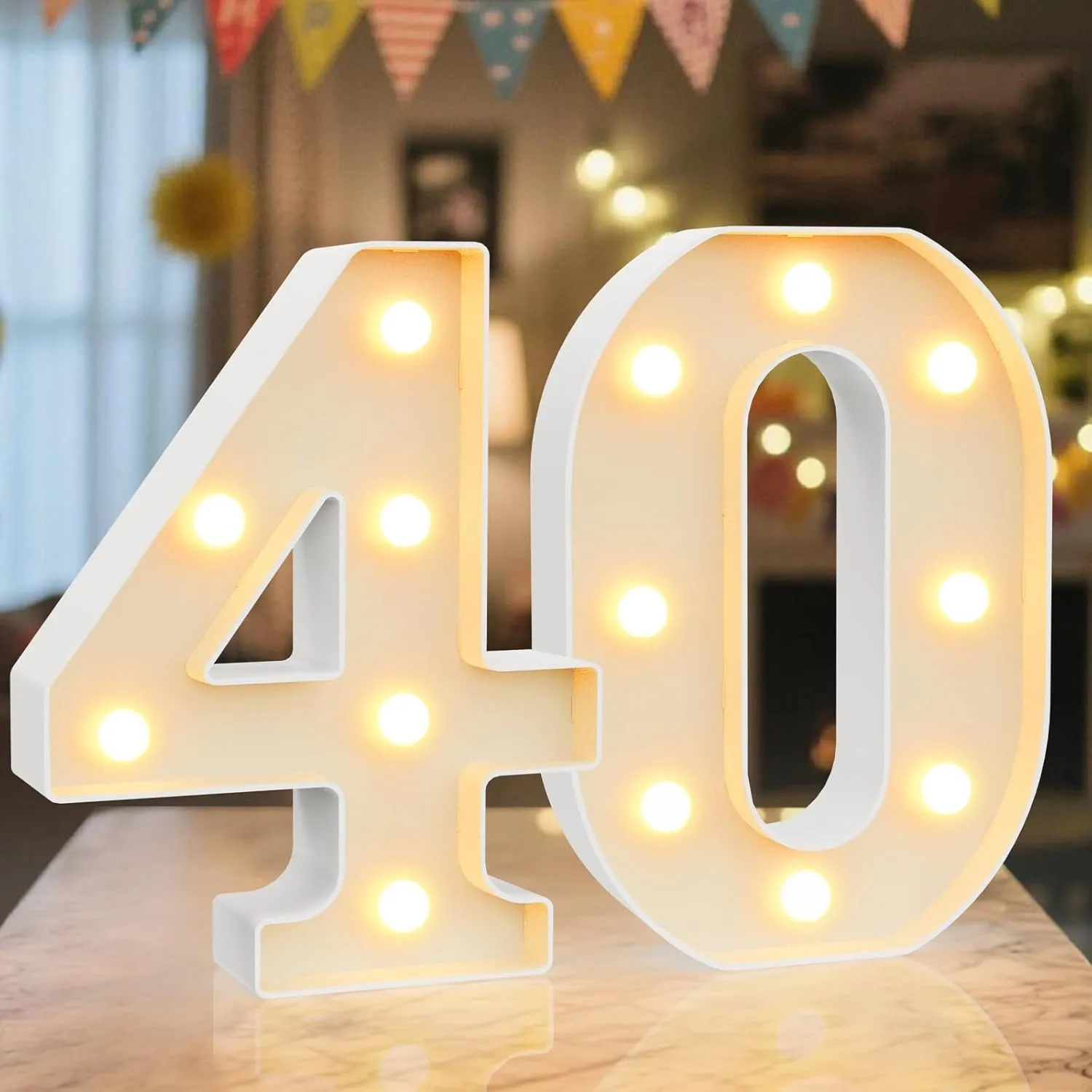 LED Zahlen Lampe Nummer Beleuchtete Ziffern 40,Warmes & Kaltes Weiß Led Leuchtzahlen für Happy Birthday Deko,Party deko…
