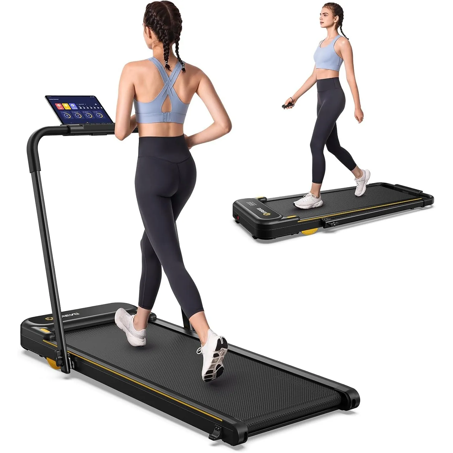 UREVO 2-in-1 Walking Pad, klappbares Laufband mit App für Zuhause