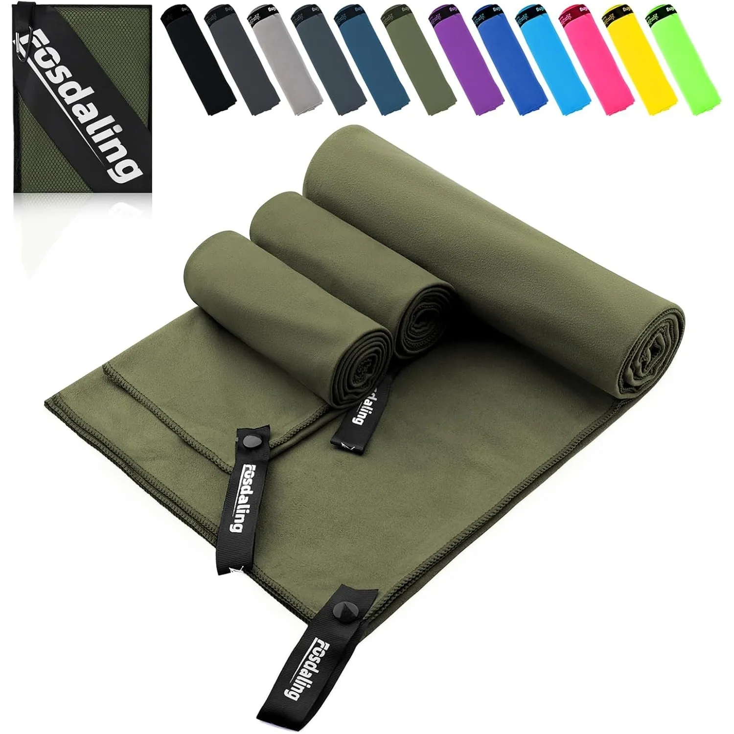 Mikrofaser Handtuch 3er Set - Groß 200*100cm & 2 Klein 80×40cm, Schnelltrocknend Microfaser Sporthandtuch, für Reisehan…