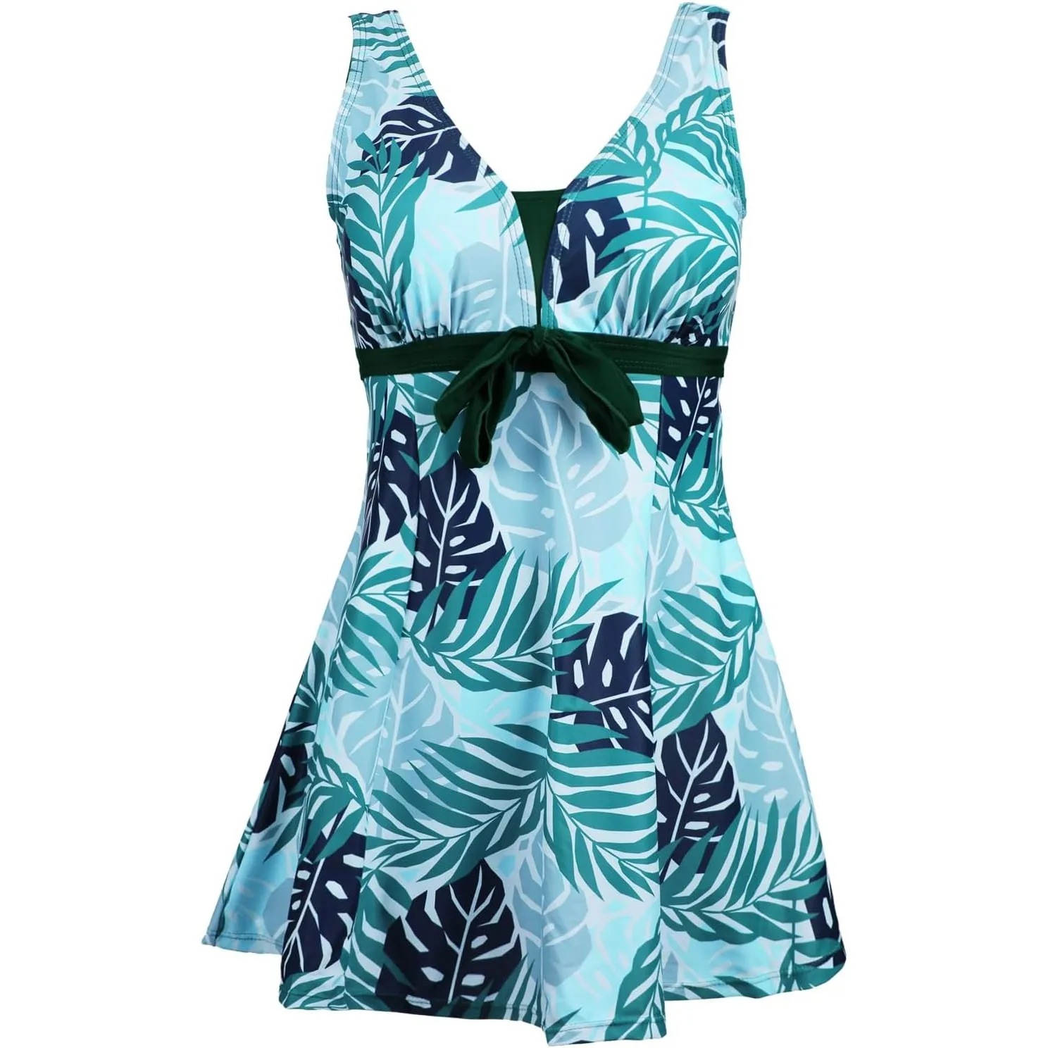 Ecupper Badeanzug Damen Elegant Einteiliger Badeanzug Mit Brustpolster Badeanzugkleid Baderock