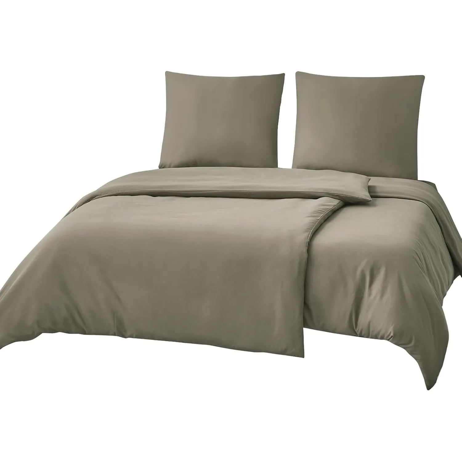 RUIKASI Bettwäsche 135x200 Taupe 4teilig - Polyester Mikrofaser Bettwäsche-Sets Oeko-TEX, 2 Bettbezüge 135x200cm + 2 Ki…