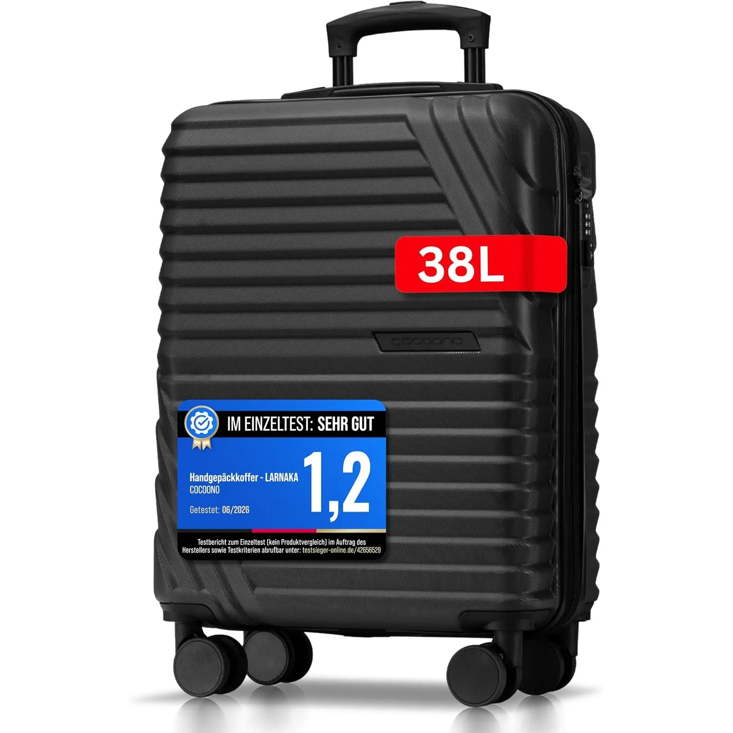 Premium Handgepäck Koffer 55x40x20cm - passend für Ryanair, Lufthansa, Eurowings und co. I 38L Handgepäck Koffer mit sa…